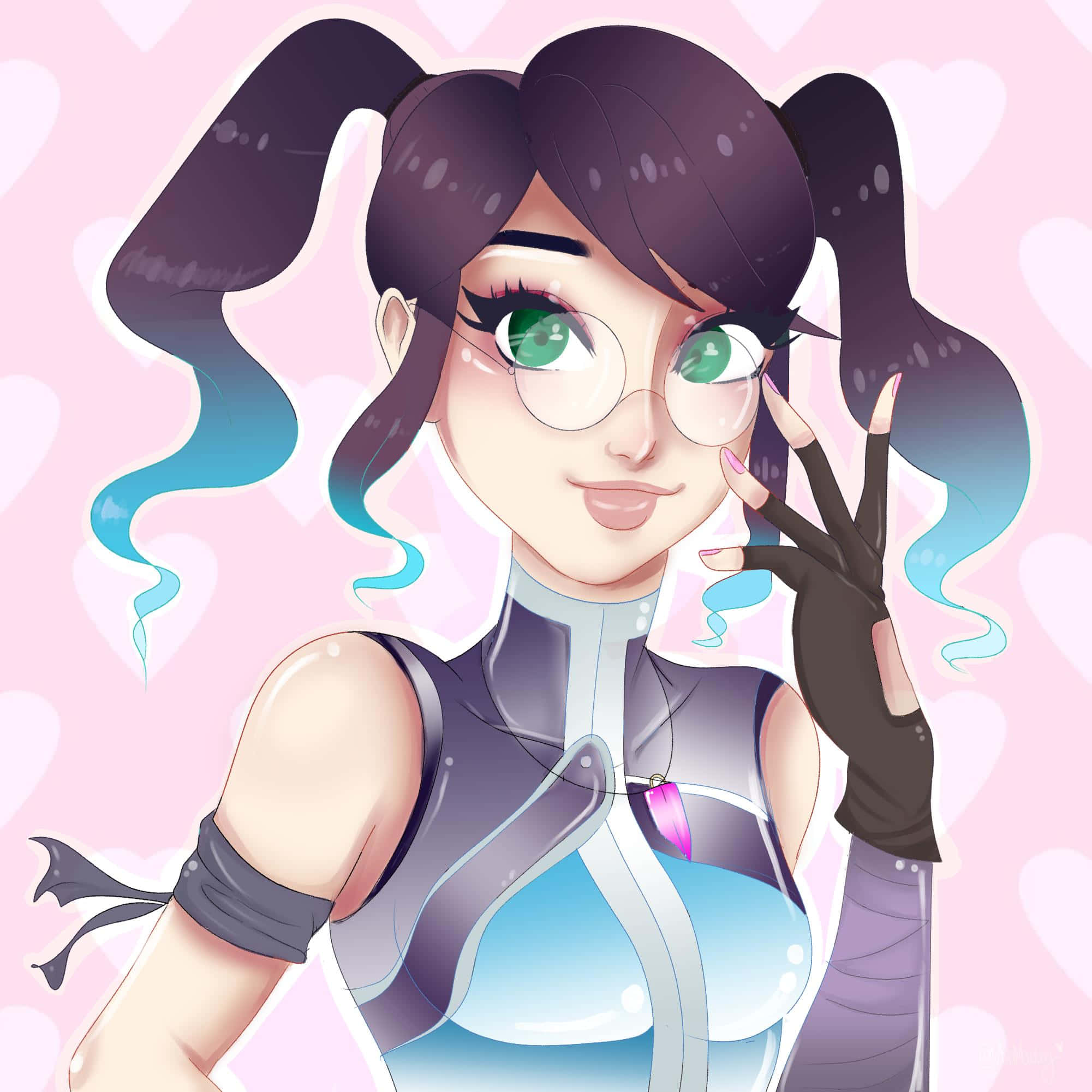 Crystal Skin Fortnite, anime girl, green eyes, Full HD Desktop Wallpaper