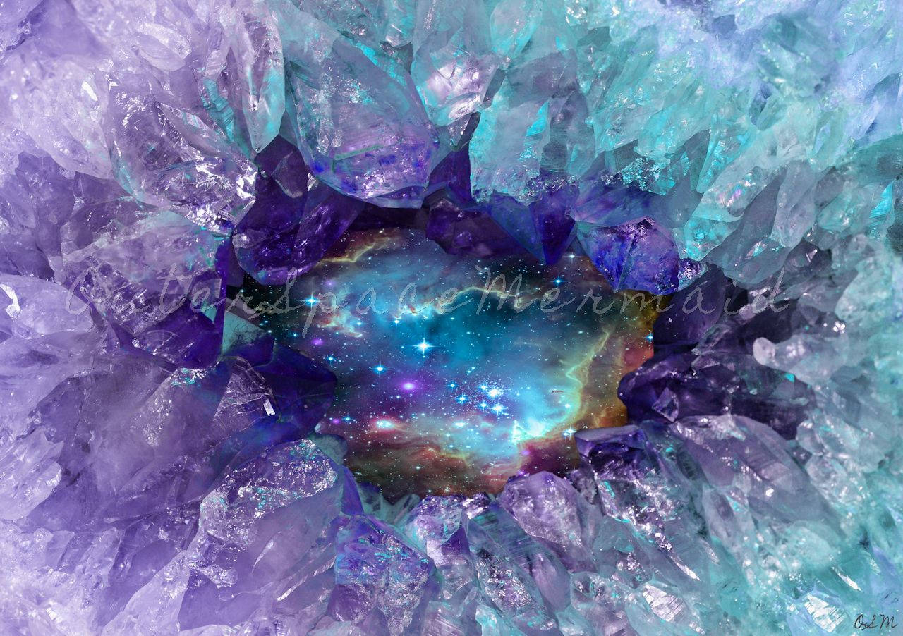 kaleidoscope rainbow crystal, purple and teal facets, vibrant cosmic nebula, HD Desktop Wallpaper
