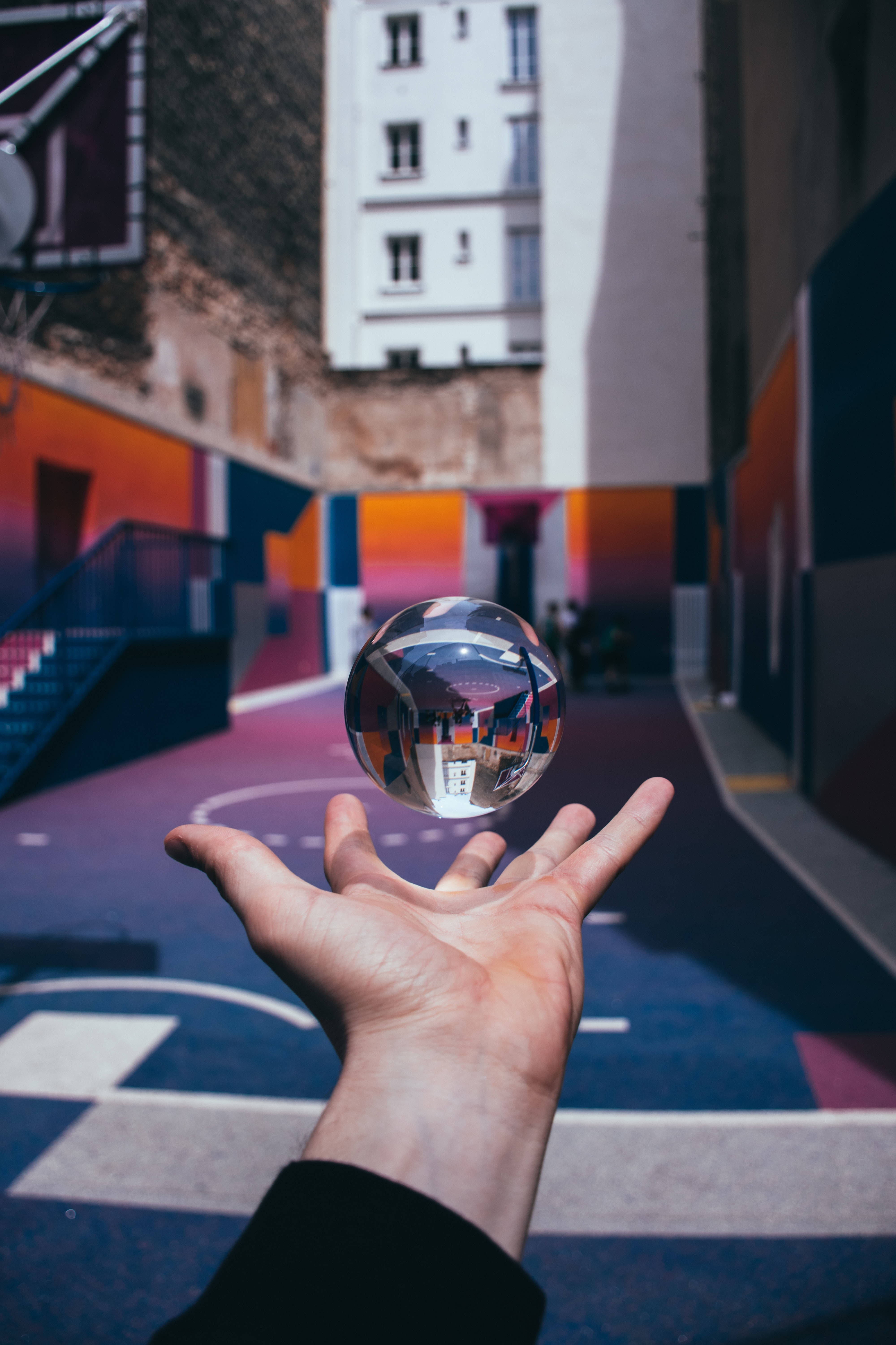 crystal ball, hand, reflective crystal ball, 5K Phone Wallpaper