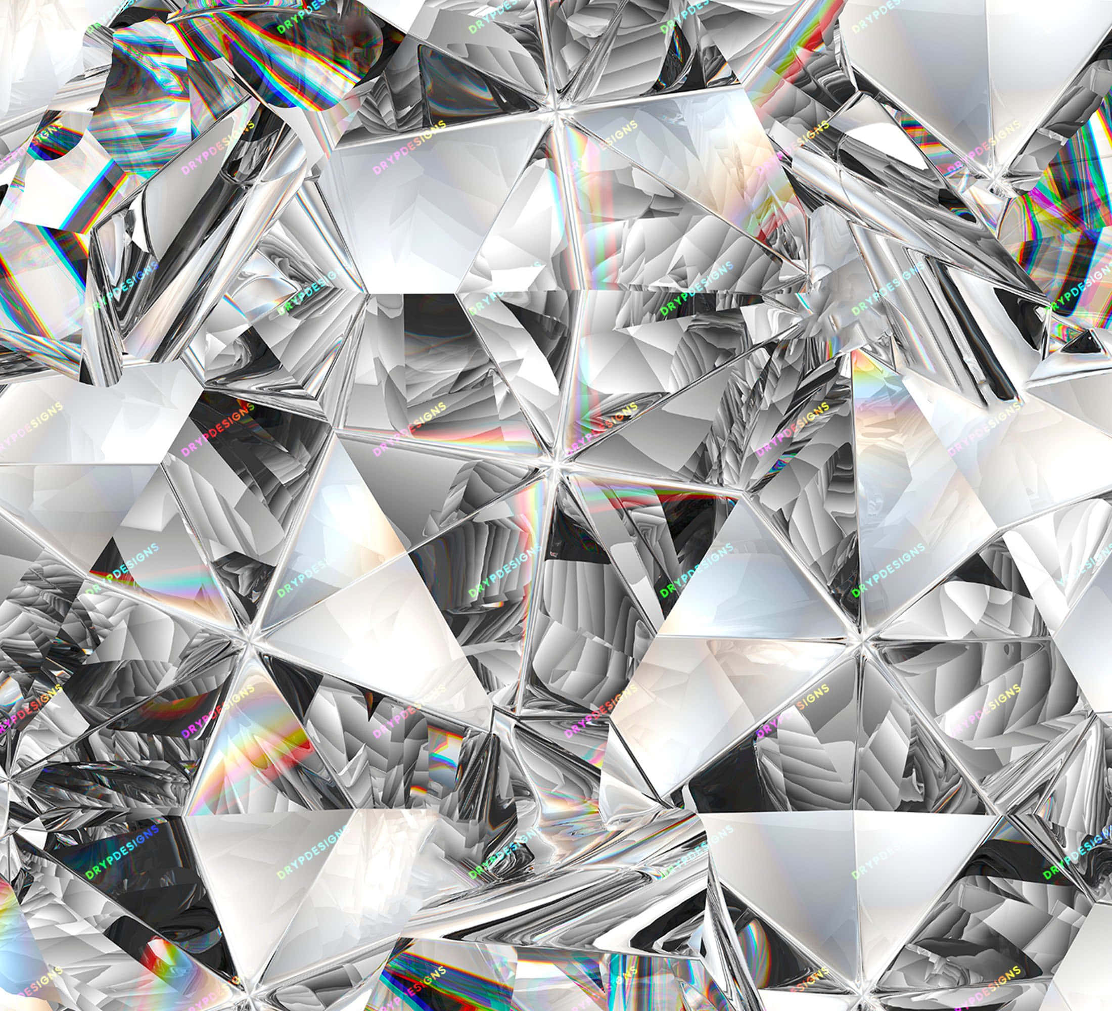 diamond aesthetic, shattered diamond facets, vibrant rainbow iridescence, Full HD Desktop Wallpaper