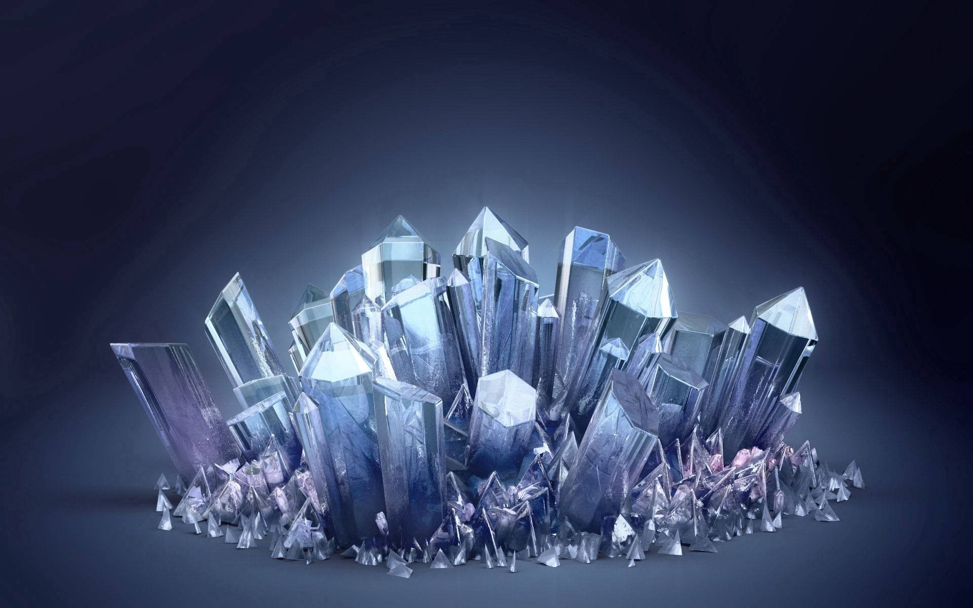 blue crystal minerals, blue and purple crystal formations, dramatic lighting, Full HD Desktop Wallpaper