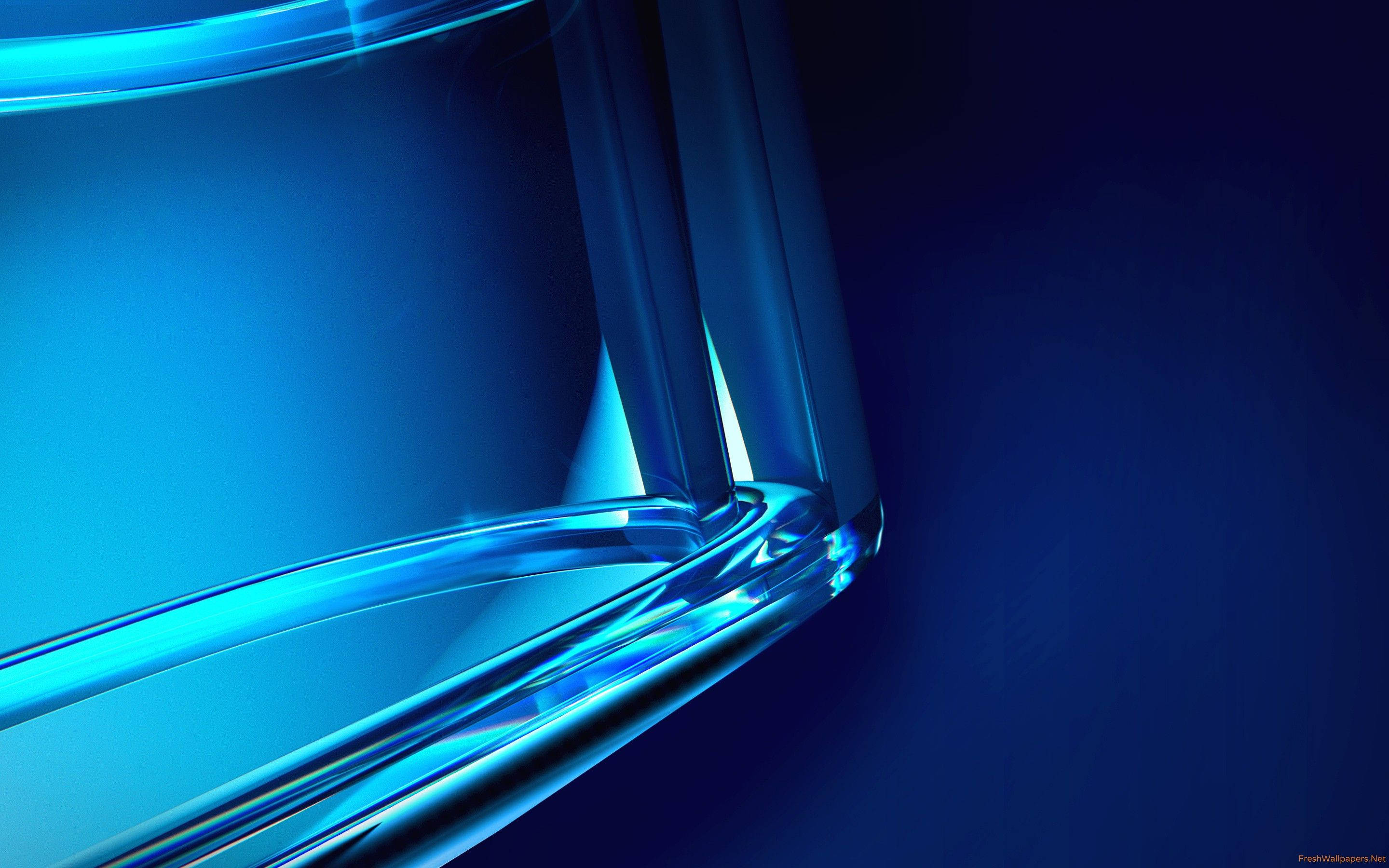 blue crystal, sleek glass object, vibrant blue light, 2K Desktop Wallpaper