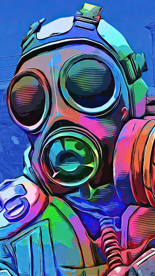 CS:GO Mobile, gas mask, neon colors, SD Phone Wallpaper