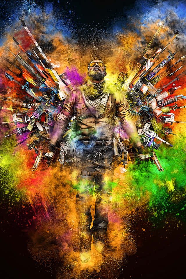 Cs Go Mobile, colorful wings, guns, SD Phone Wallpaper