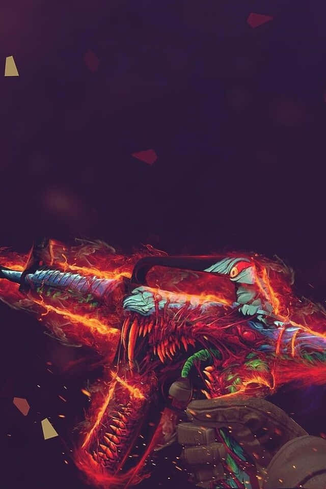 Cs Go Mobile, flames, glowing red eyes, SD Phone Wallpaper