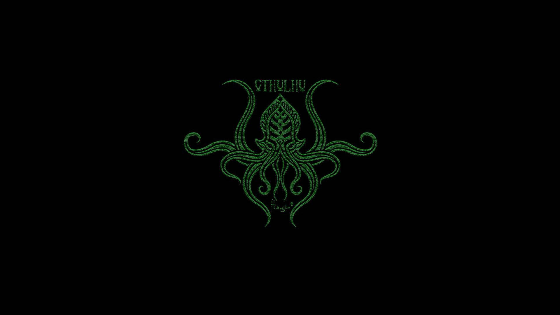 Cthulhu, green, glowing, Full HD Desktop Wallpaper