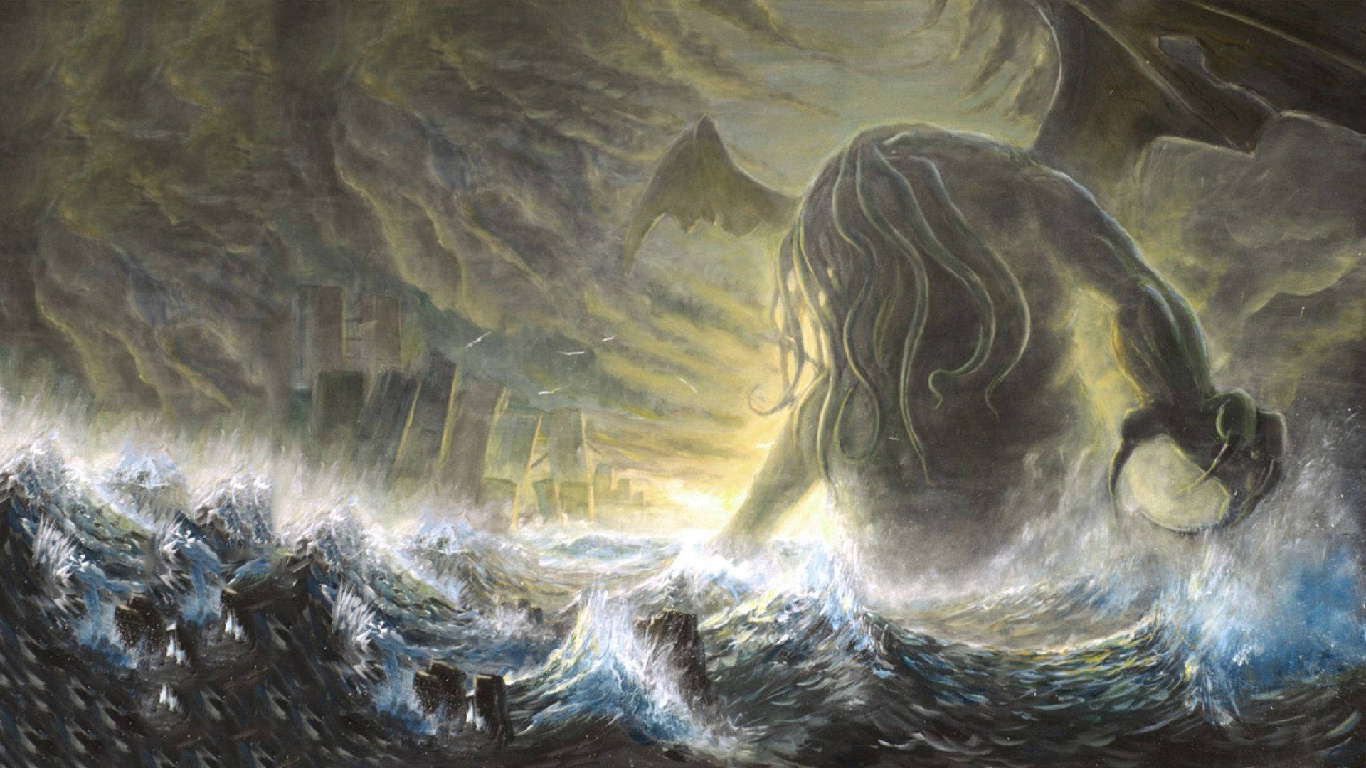 Cthulhu, sea monster, tentacles, Full HD Desktop Wallpaper