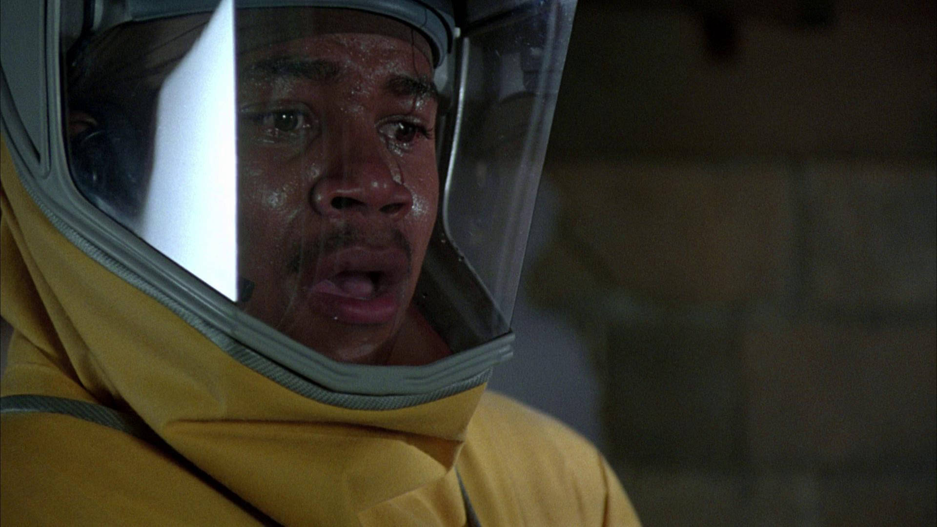 Cuba Gooding Jr, yellow hazmat suit, clear helmet, Full HD Desktop Wallpaper