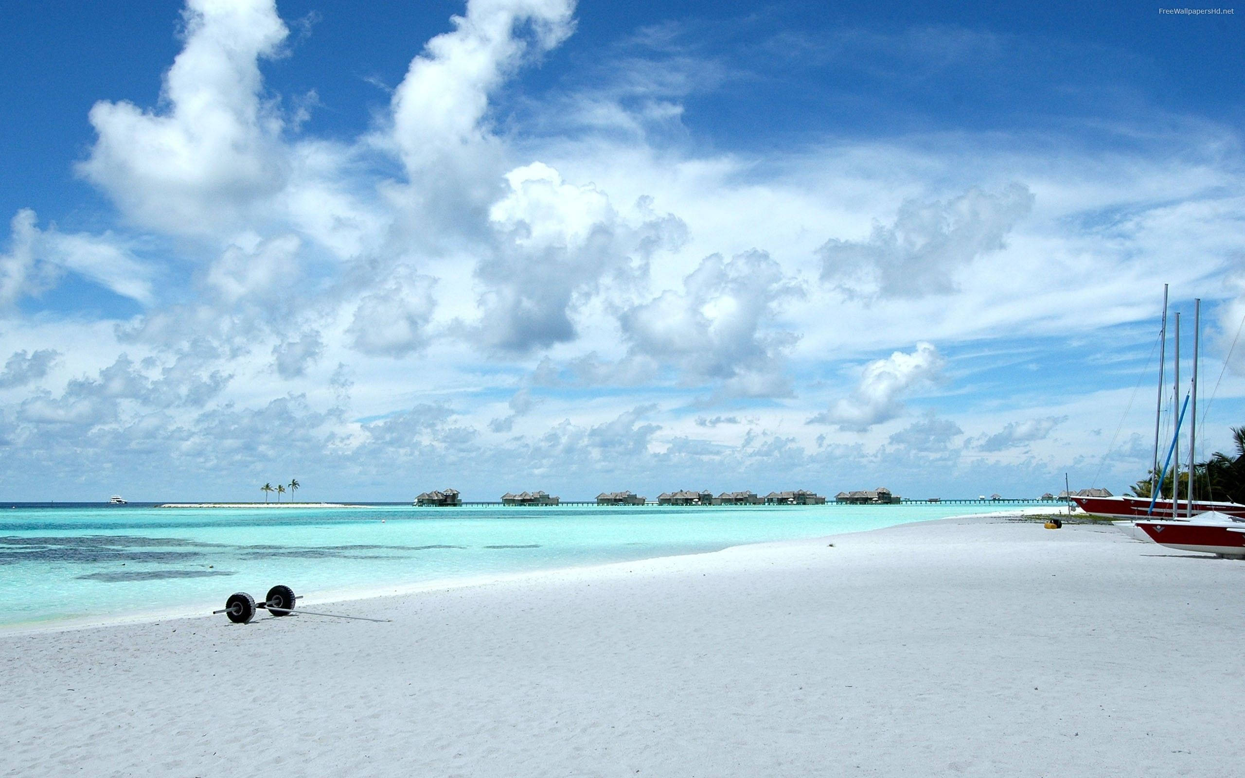 tropical beach, Cuba, white sand beach, 2K Desktop Wallpaper