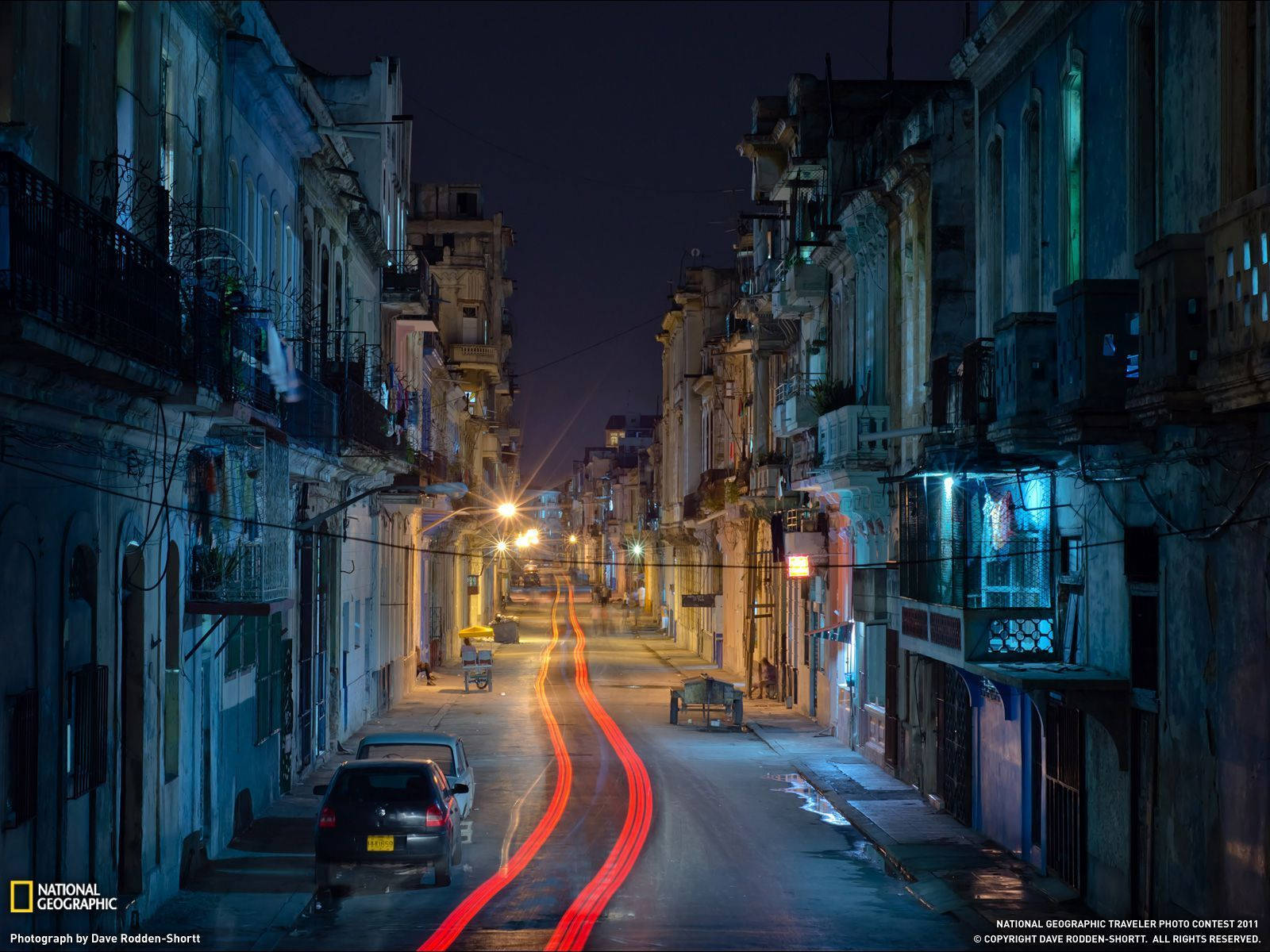 Cuba, night, narrow city street, HD Desktop Wallpaper