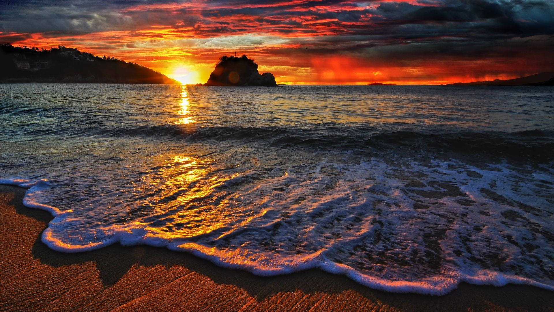 Cuba, Sunset, sandy beach, Full HD Desktop Wallpaper