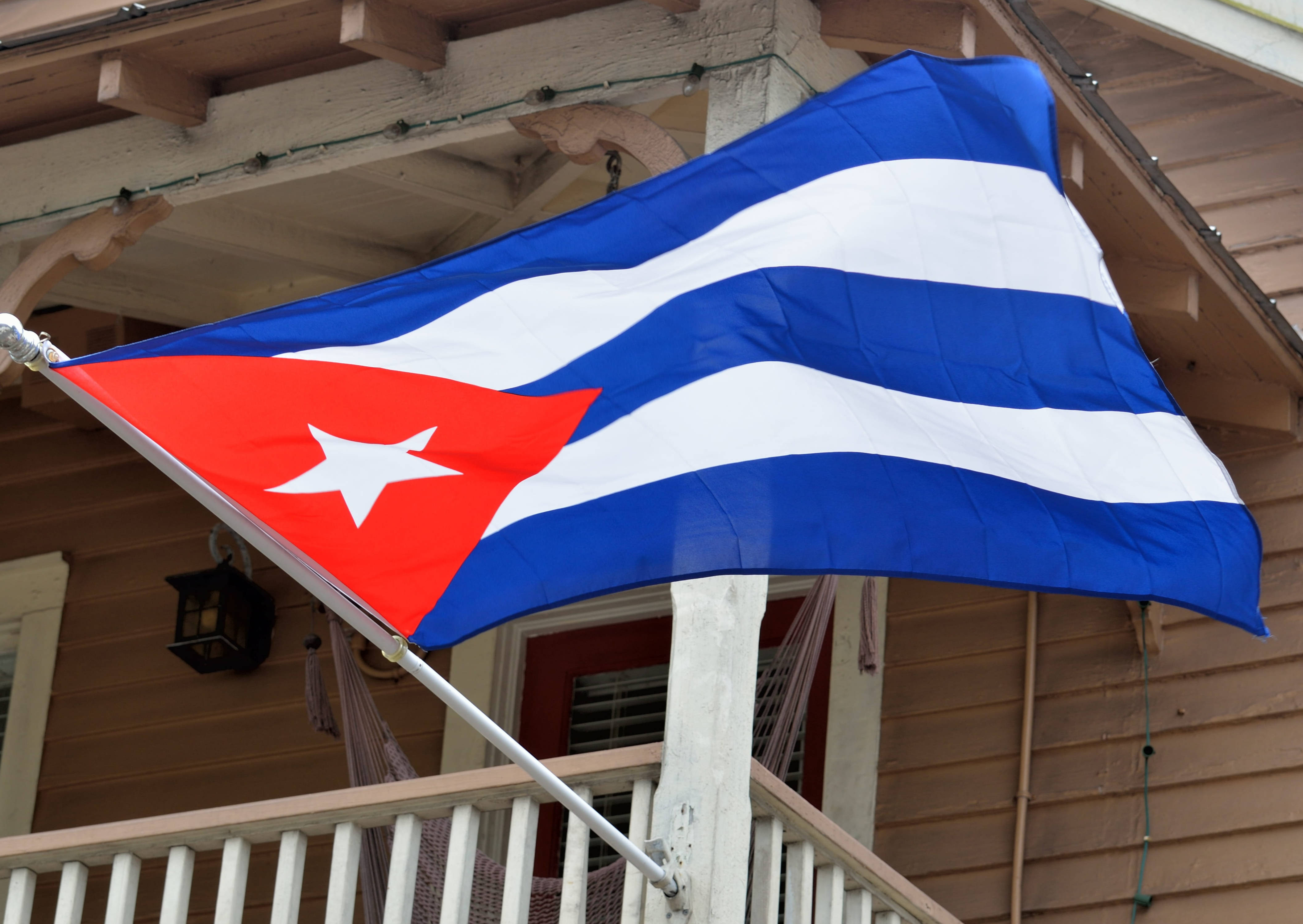 Cuban flag, red star, blue white stripes, 4K Desktop Wallpaper
