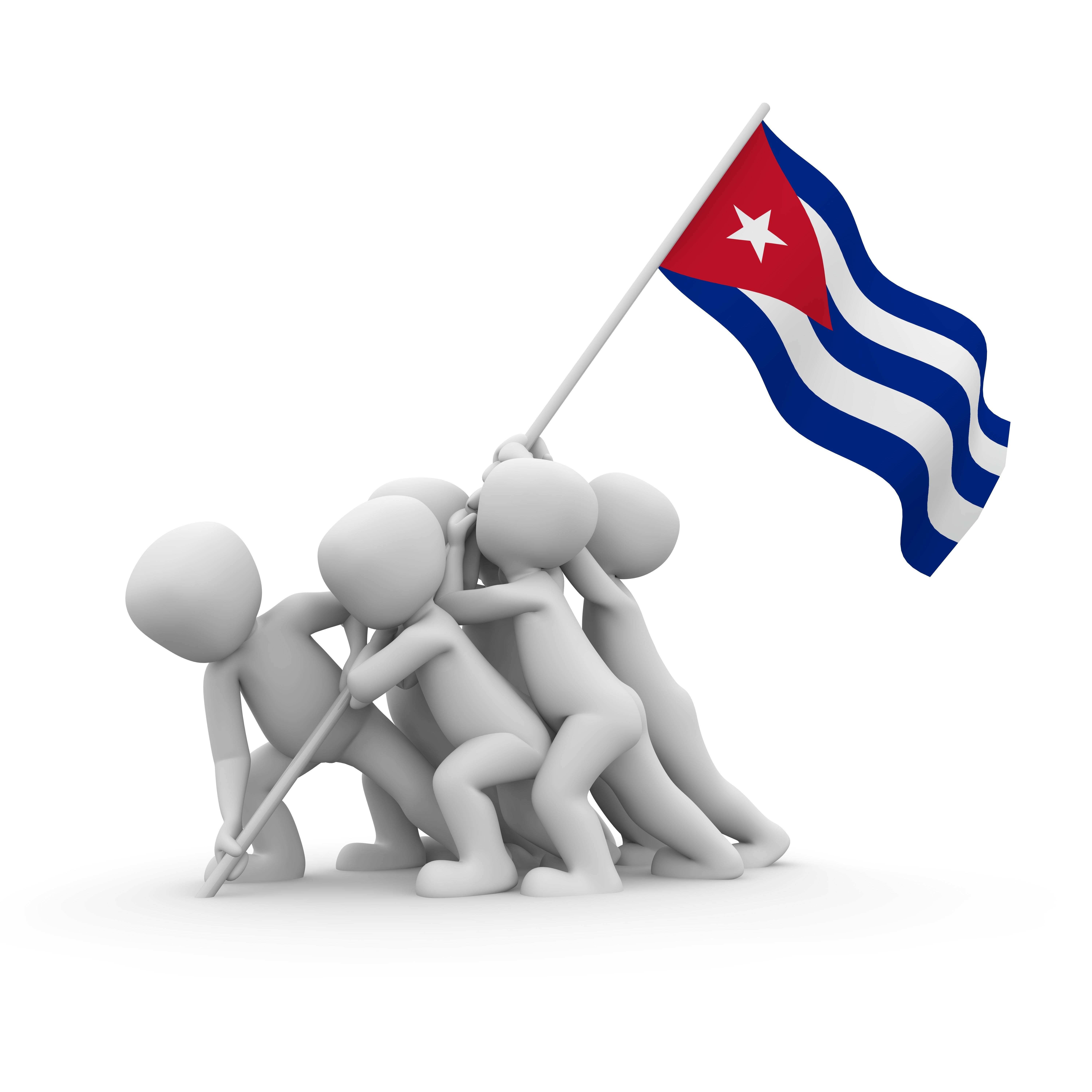 Cuban flag, gray 3d figures, waving Cuban flag, 5K Desktop Wallpaper
