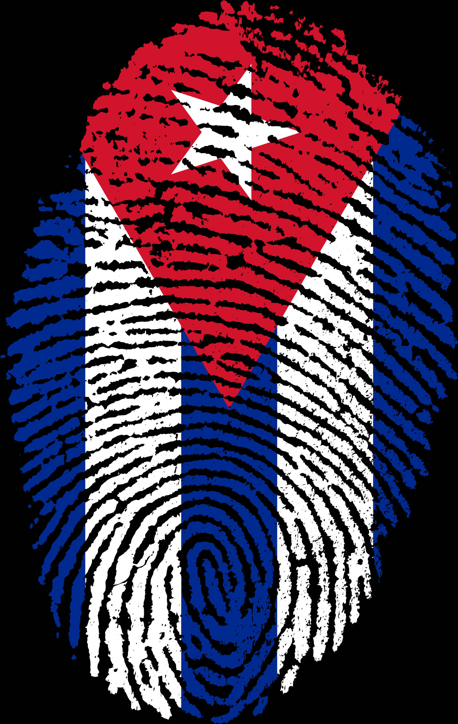 Cuban flag, fingerprint print, black background, Full HD Phone Wallpaper