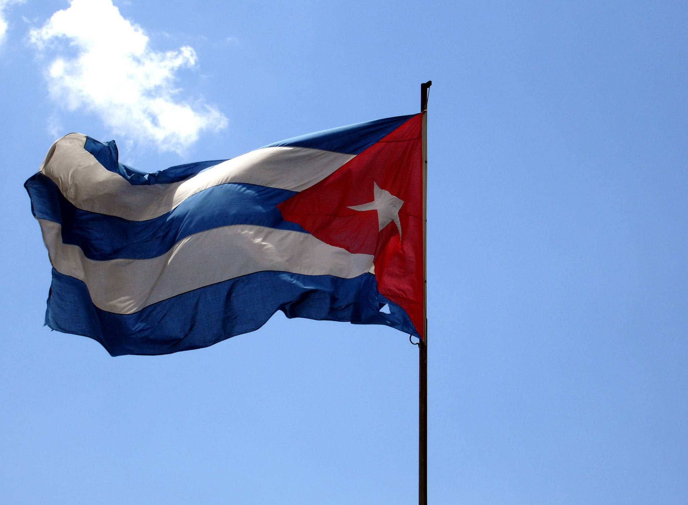 Cuban flag, red white and blue stripes, white star, Full HD Desktop Wallpaper
