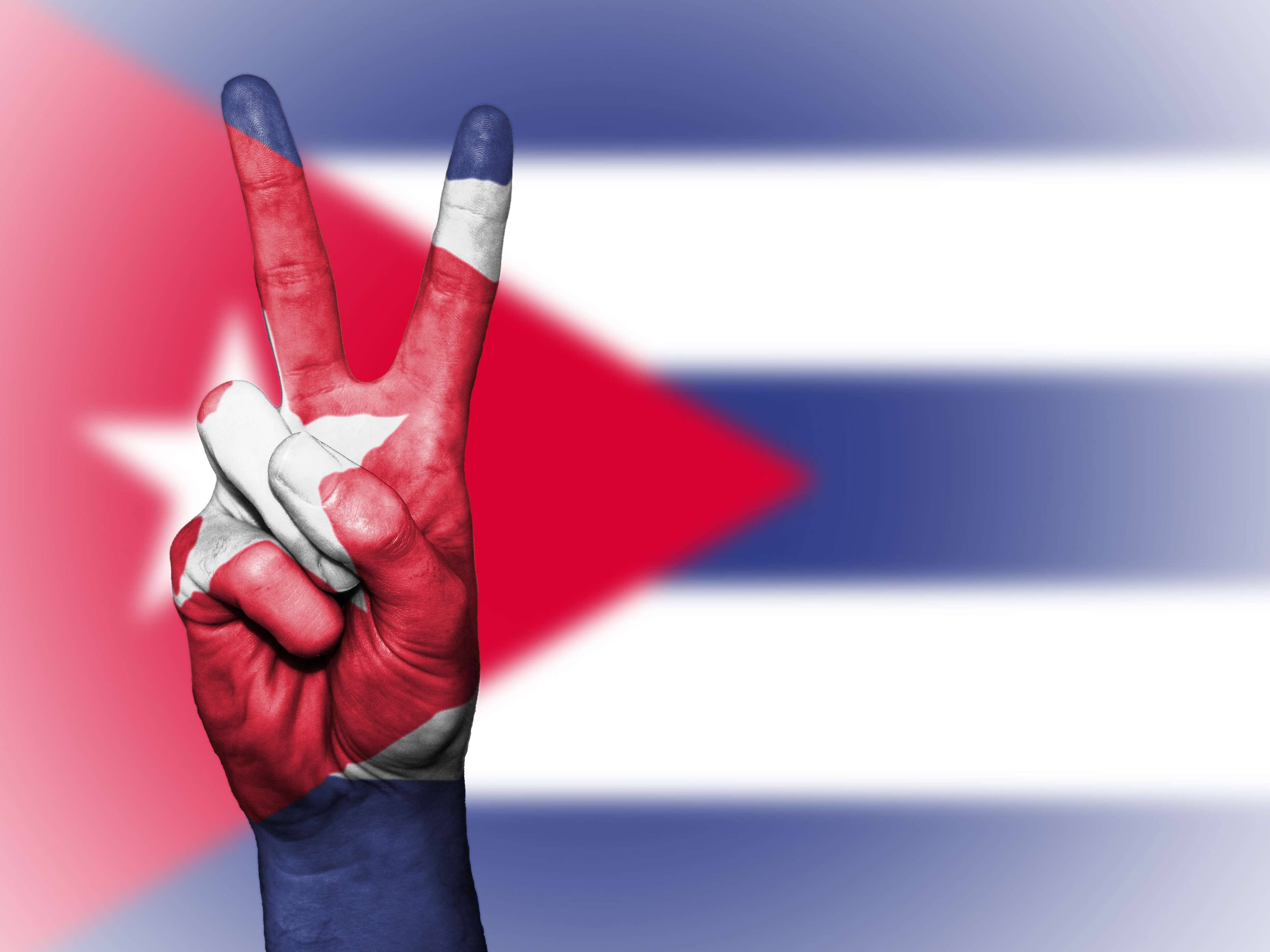 Cuban flag, peace hand sign, hand painted, 2K Desktop Wallpaper