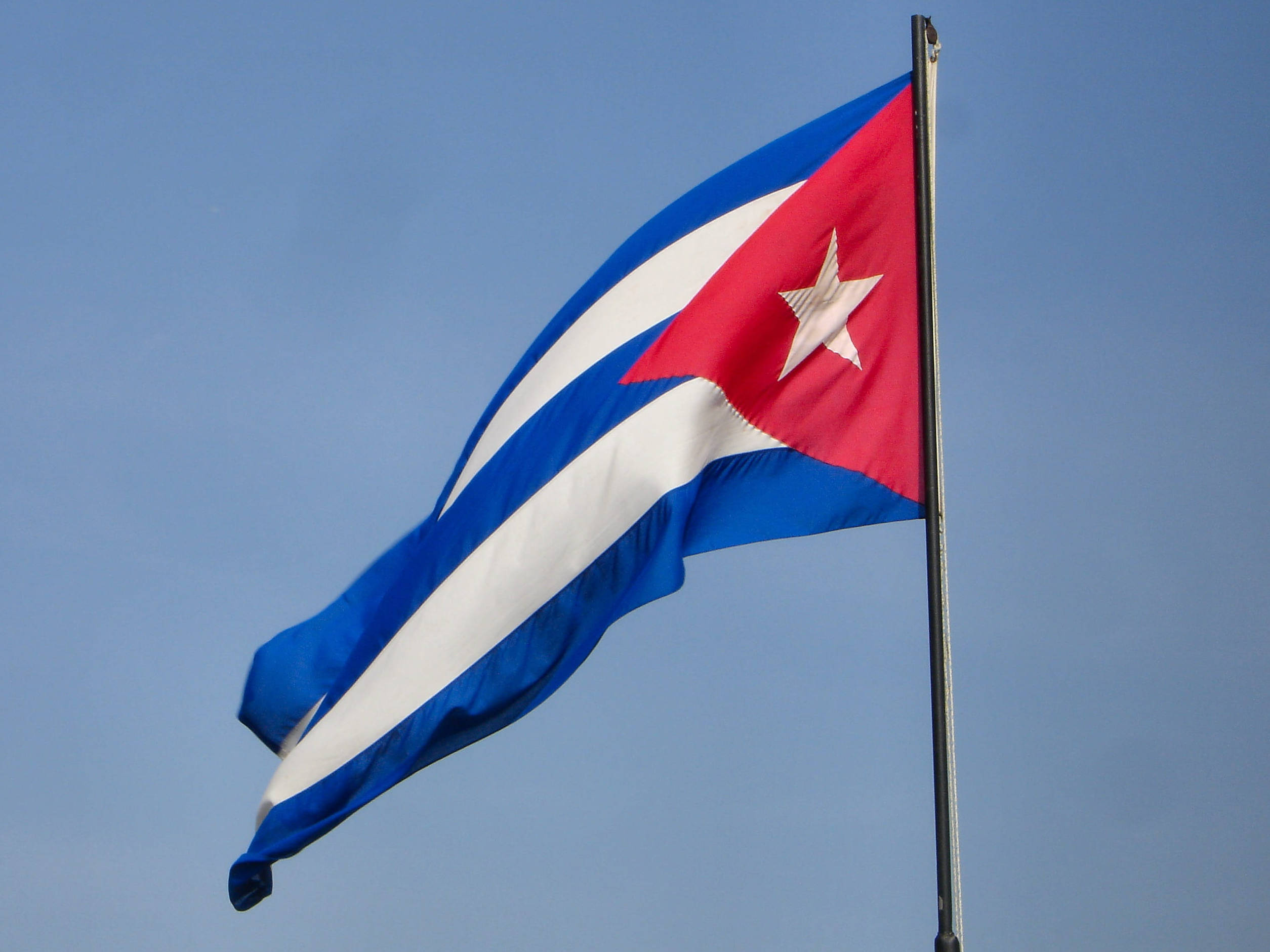 Cuban flag, red white and blue stripes, white star, Full HD Desktop Wallpaper