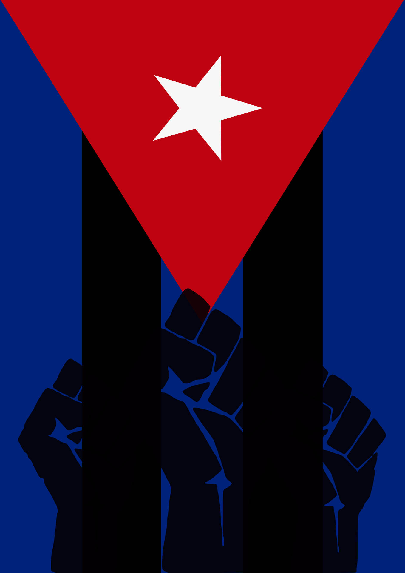 Cuban flag, revolution fists, blue background, Full HD Phone Wallpaper