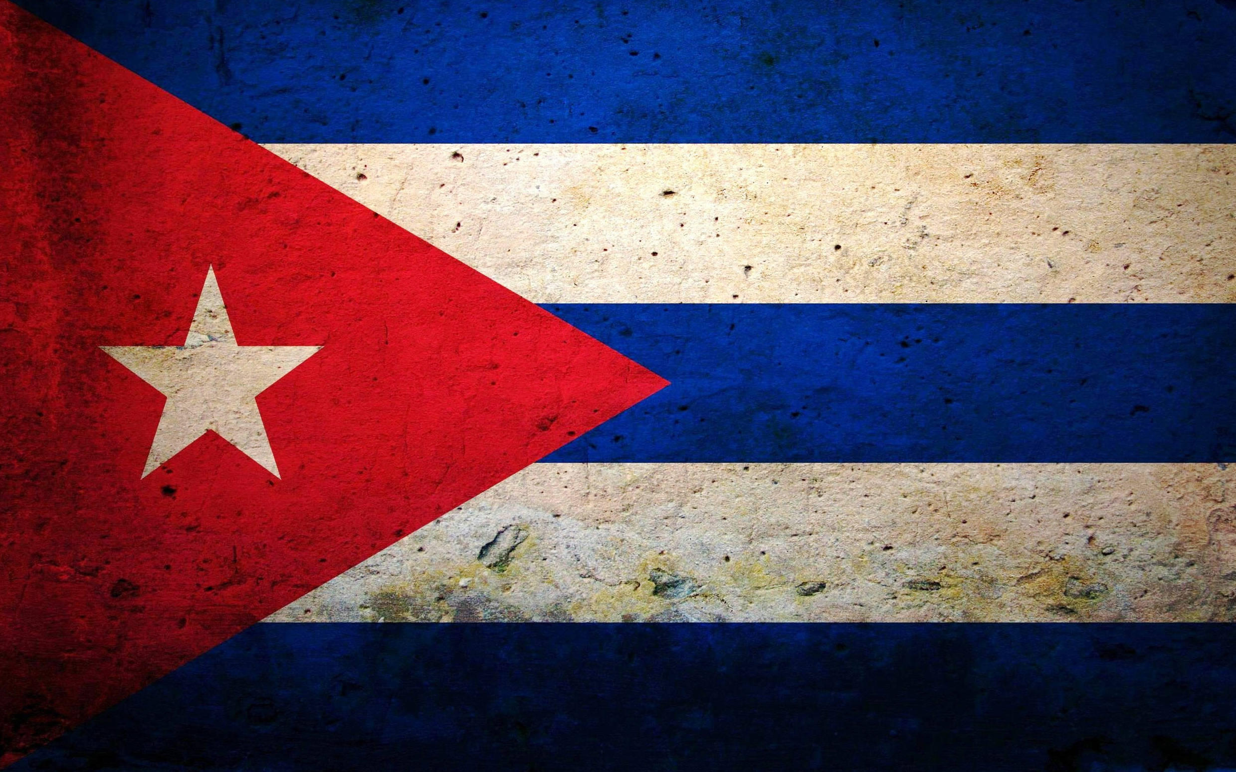 Cuban flag, red white and blue stripes, white star on a red triangle, Full HD Desktop Wallpaper