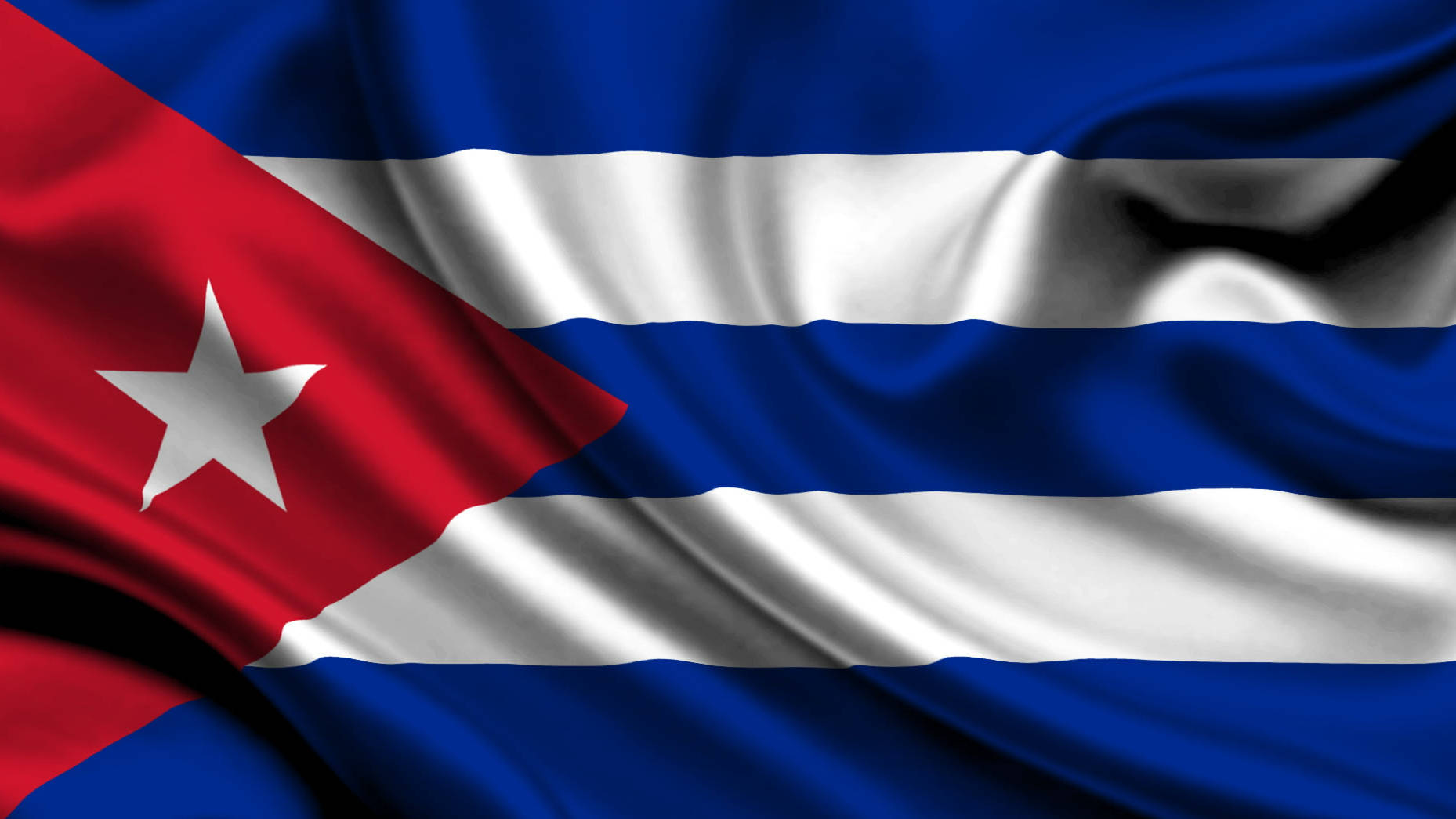 Cuban flag, satin texture, red triangle, HD Desktop Wallpaper