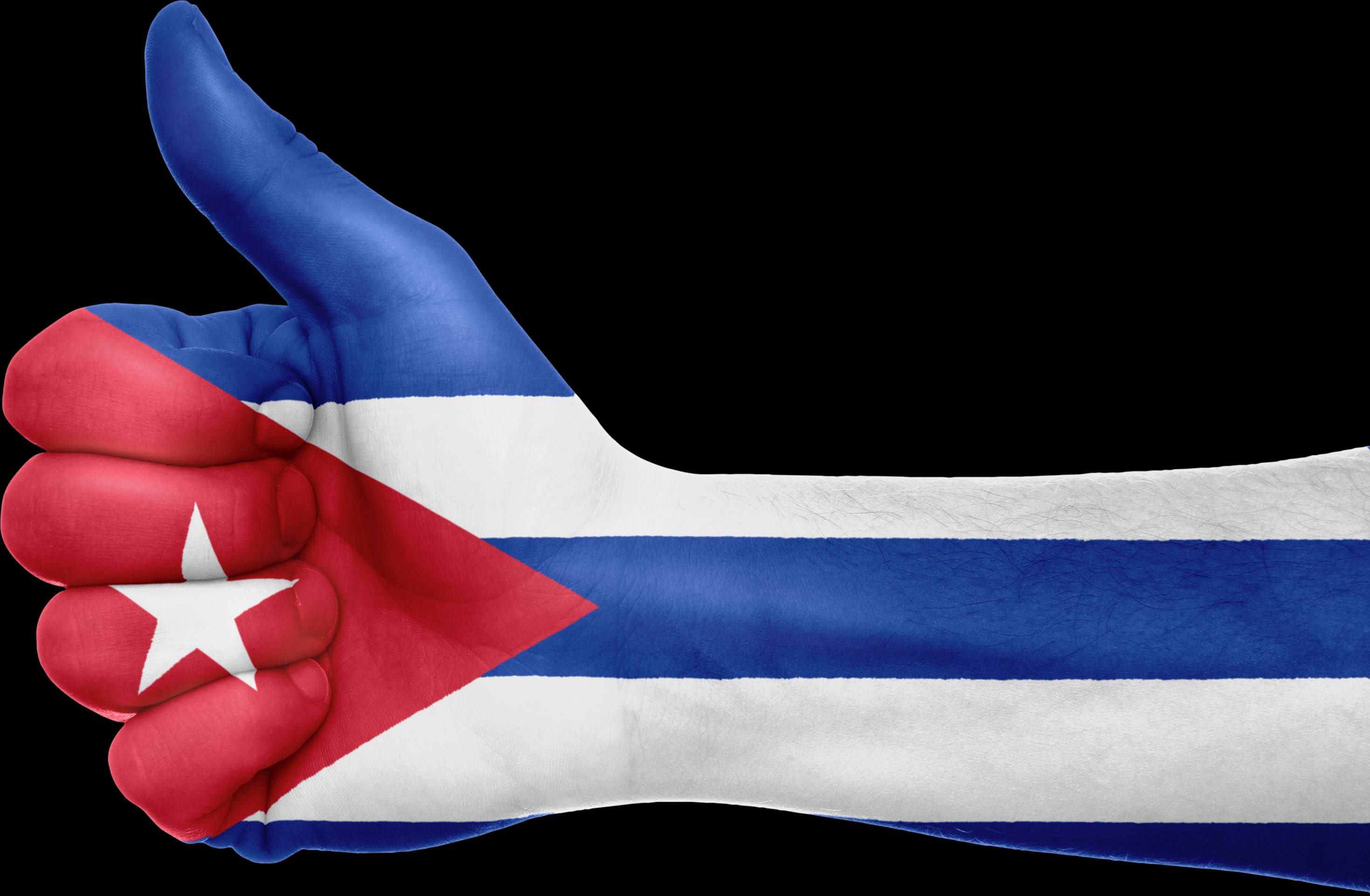 Cuban flag, thumbs up sign, hand painted, 2K Desktop Wallpaper