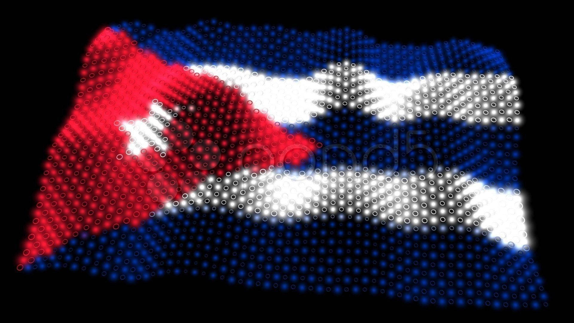 Cuban flag, glowing dots, black background, Full HD Desktop Wallpaper