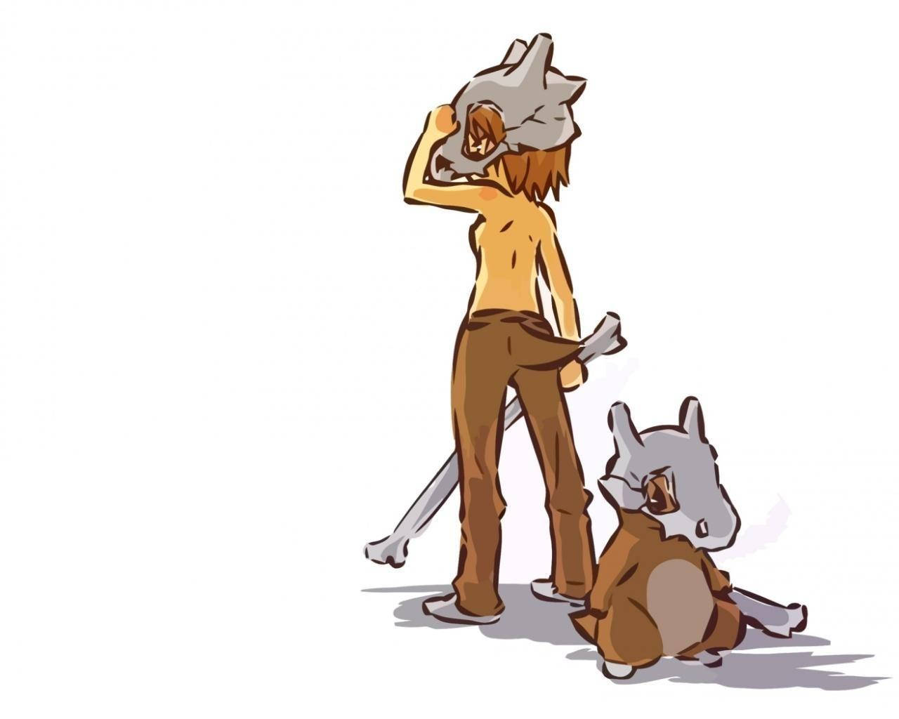 Cubone, wolf skull, small brown creature with a skull head, HD Desktop Wallpaper