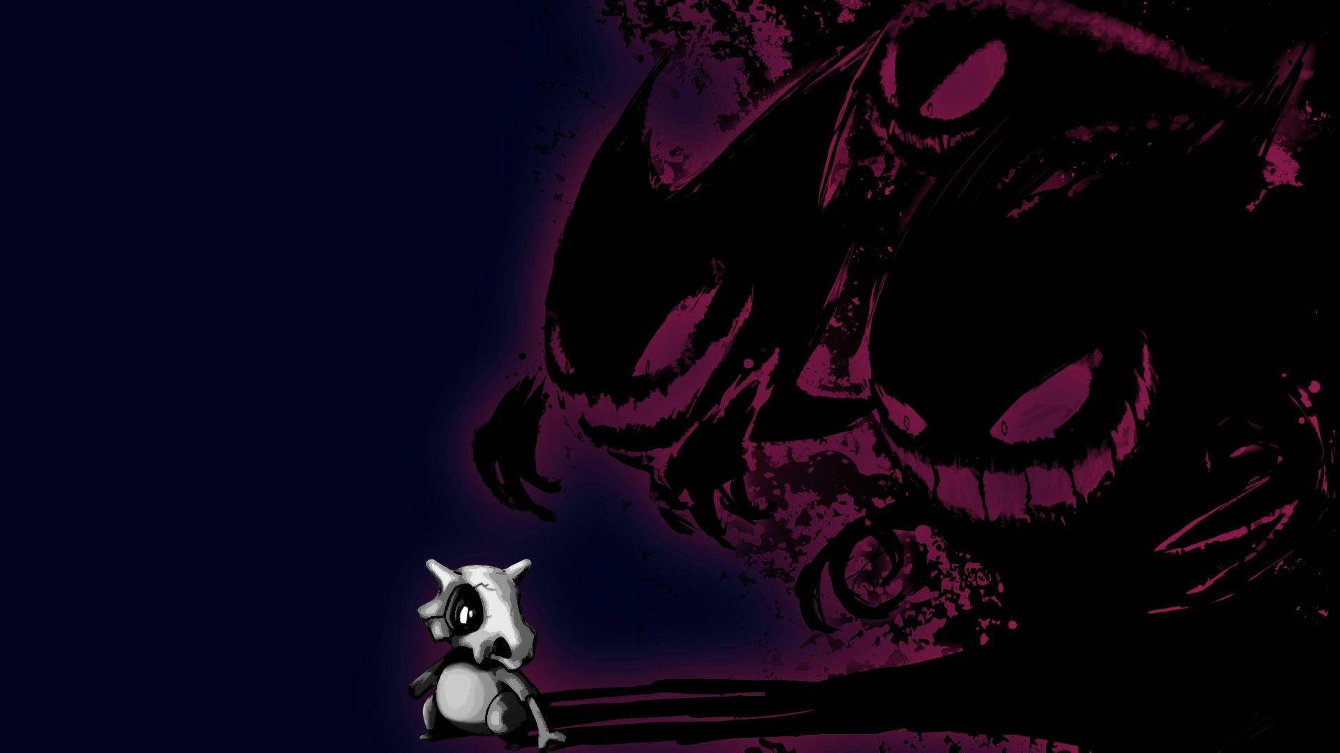 Cubone, ghost pokemon, glowing purple eyes, Full HD Desktop Wallpaper