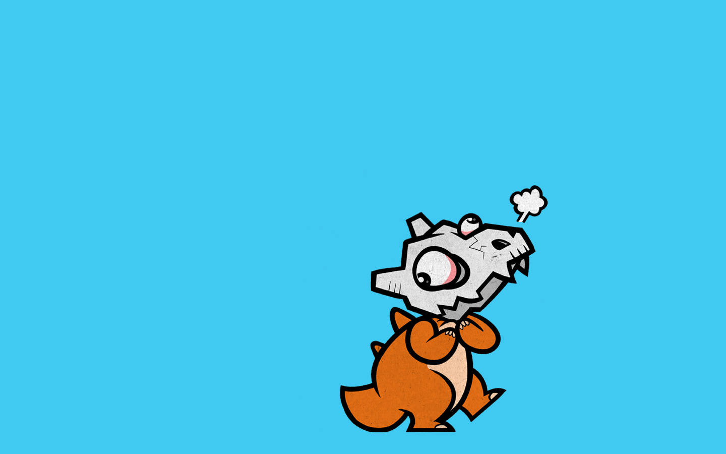 Cubone, orange creature, gray skull head, HD Desktop Wallpaper