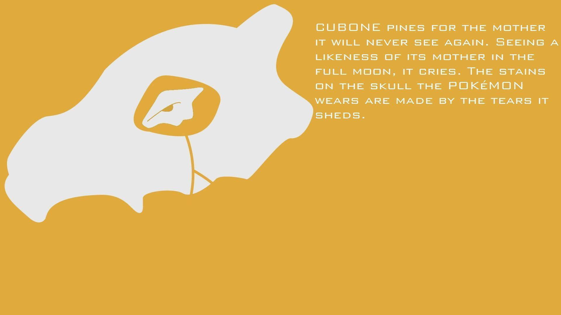 Cubone, mustard yellow background, minimalist white silhouette, Full HD Desktop Wallpaper