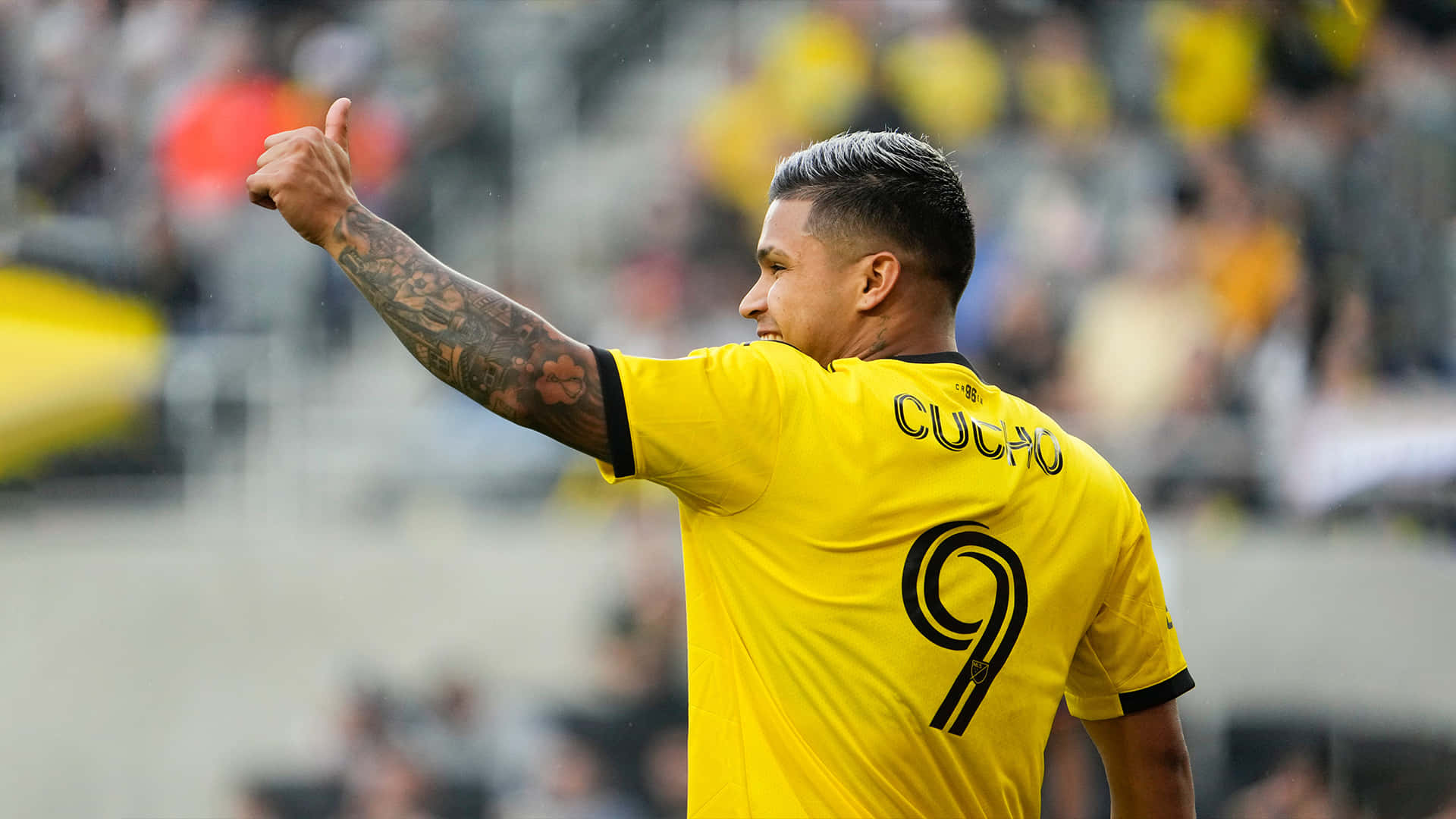 Cucho Hernandez, yellow jersey, number 9, Full HD Desktop Wallpaper