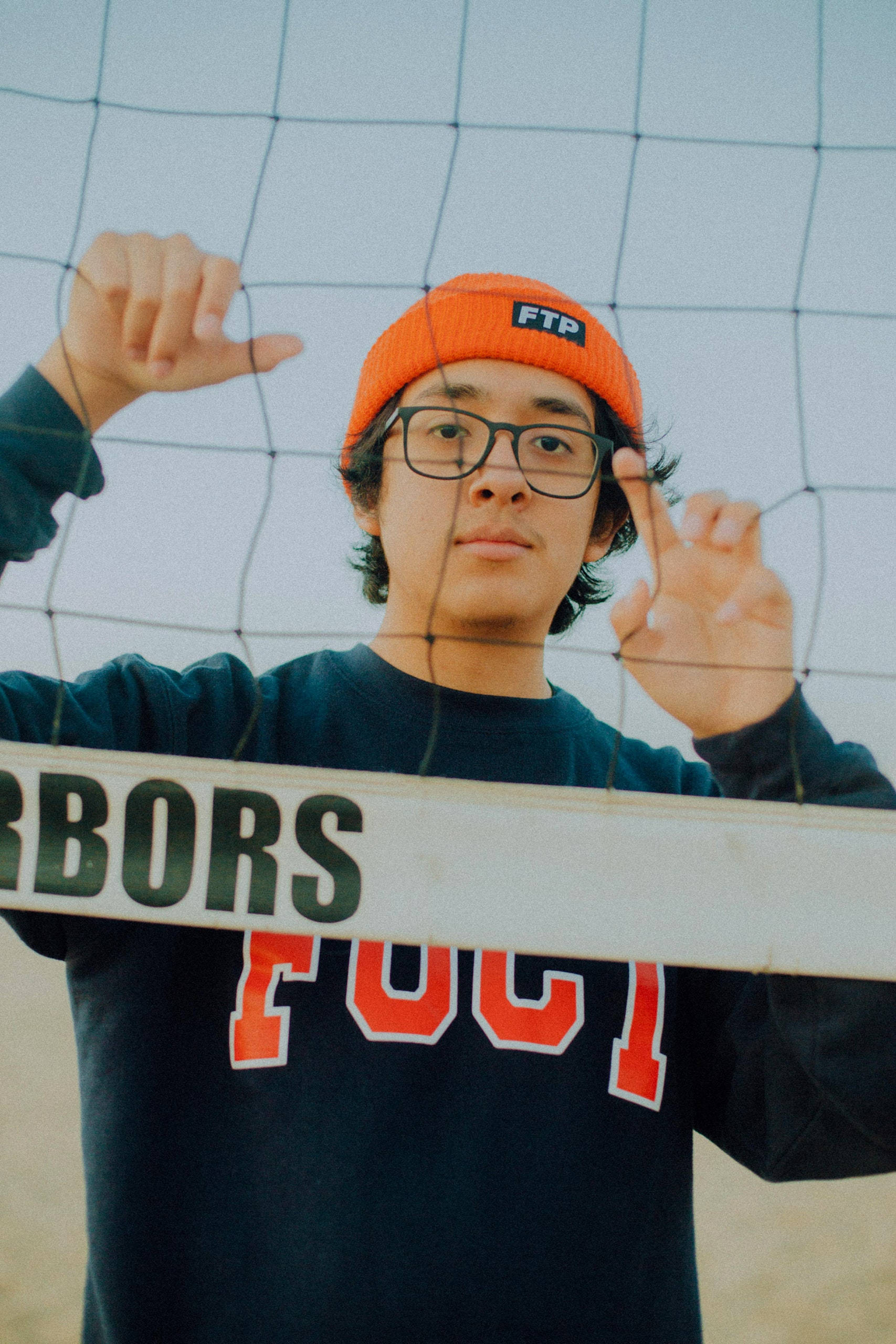 Cuco, orange beanie, glasses, 2K Phone Wallpaper