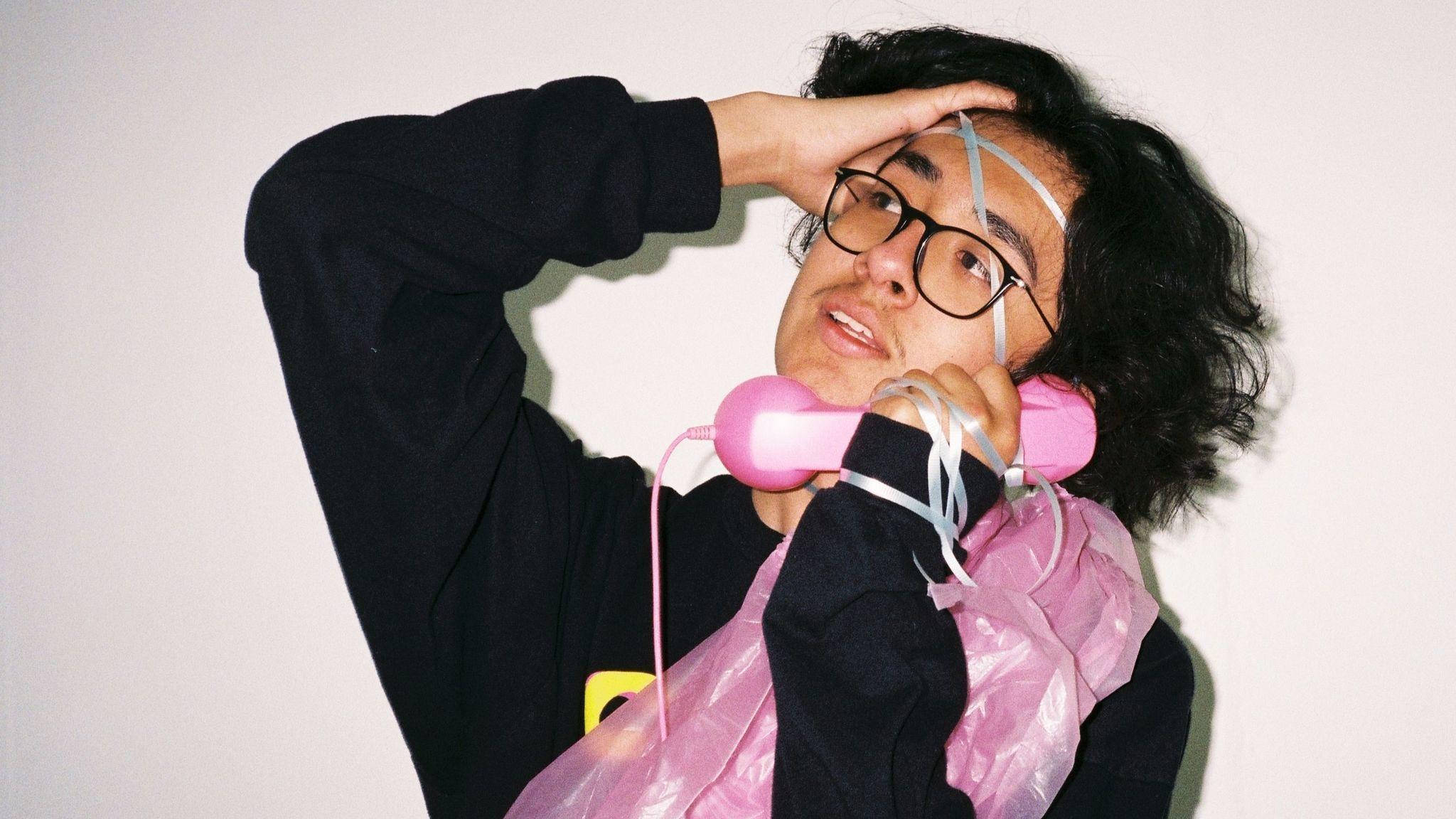 Cuco, pink phone receiver, ribbon, Full HD Desktop Wallpaper