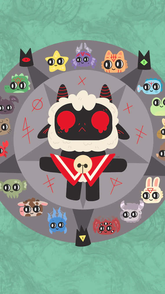 Cult Of The Lamb, black sheep, red eyes, SD Phone Wallpaper