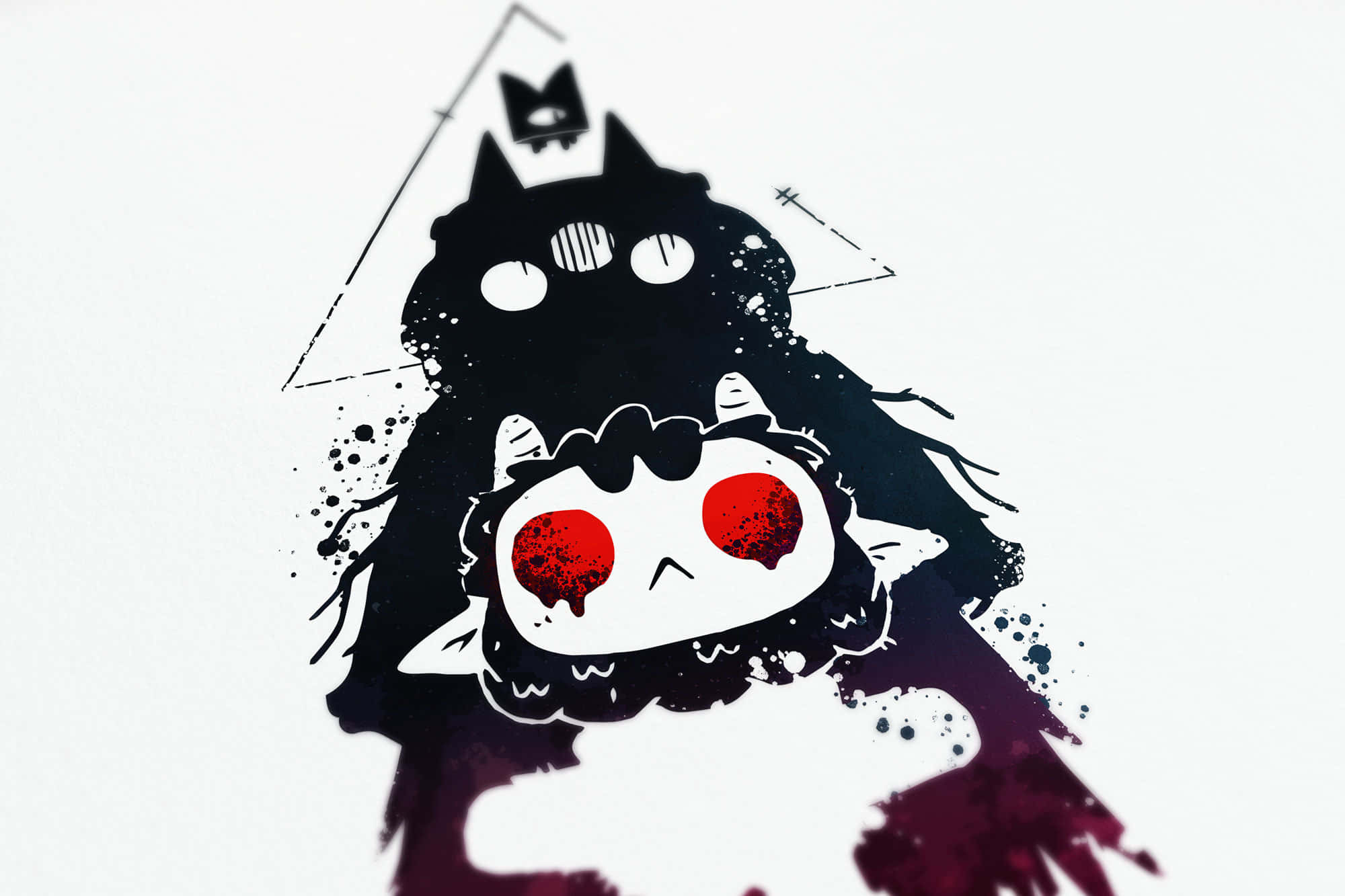 Cult Of The Lamb, black cat, white eyes, Full HD Desktop Wallpaper