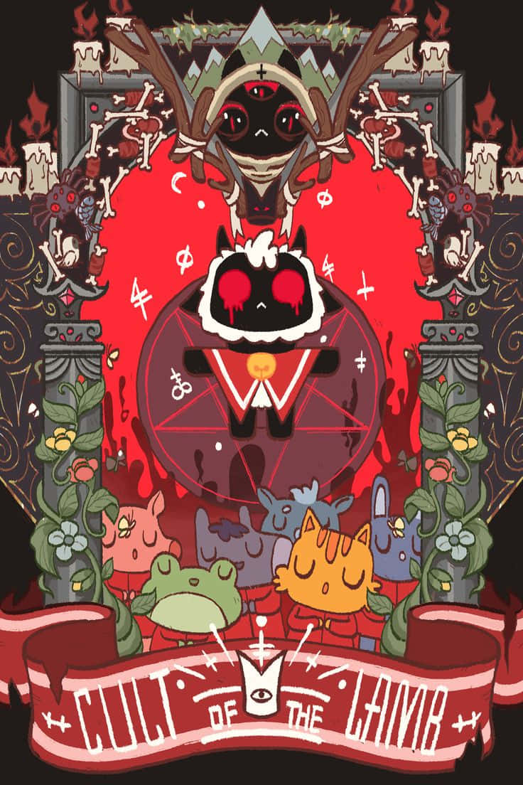Cult Of The Lamb, pentagram, cartoon animals, SD Phone Wallpaper