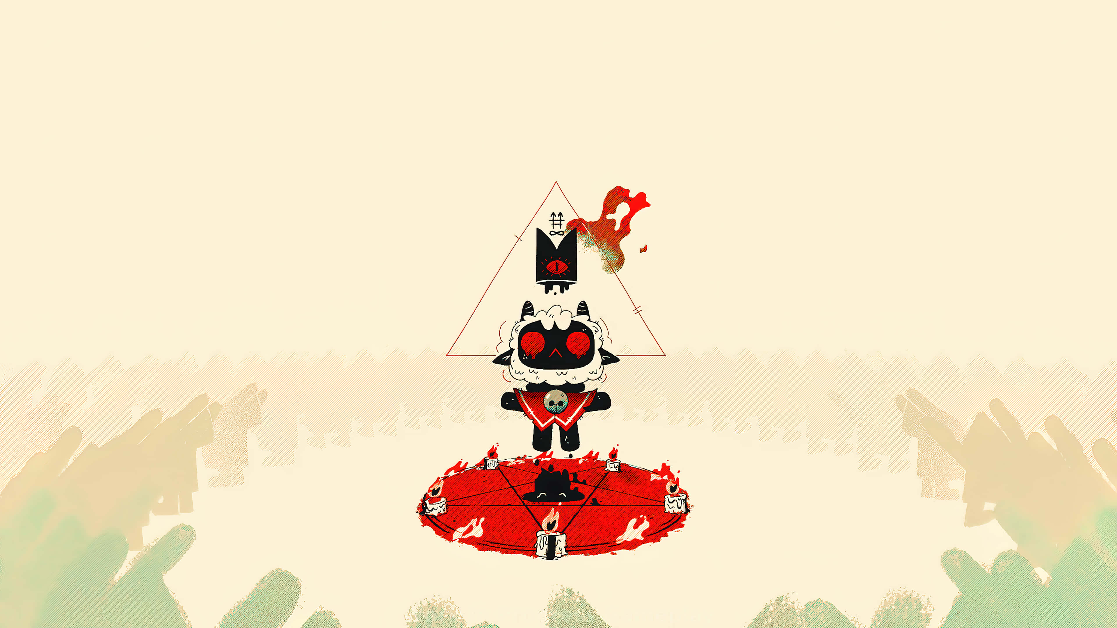 Cult Of The Lamb, sacrificial ritual, black cat, 4K Desktop Wallpaper