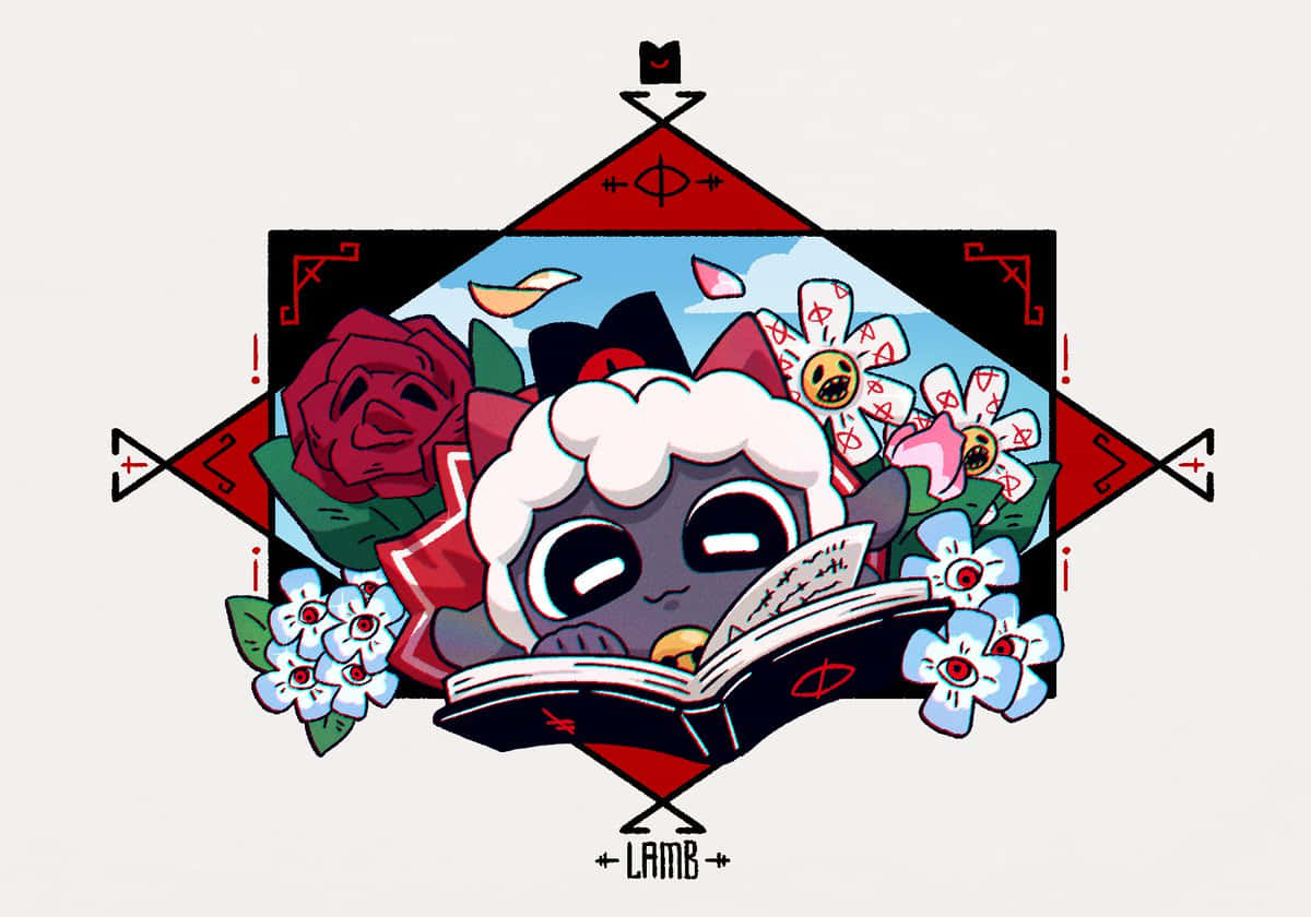Cult Of The Lamb, cute cartoon lamb, fluffy white wool, SD Desktop Wallpaper