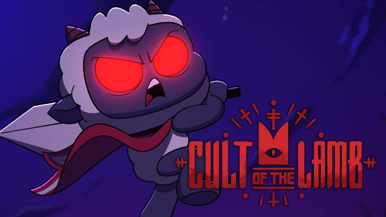 Cult Of The Lamb, glowing red eyes, red scarf, HD Desktop Wallpaper
