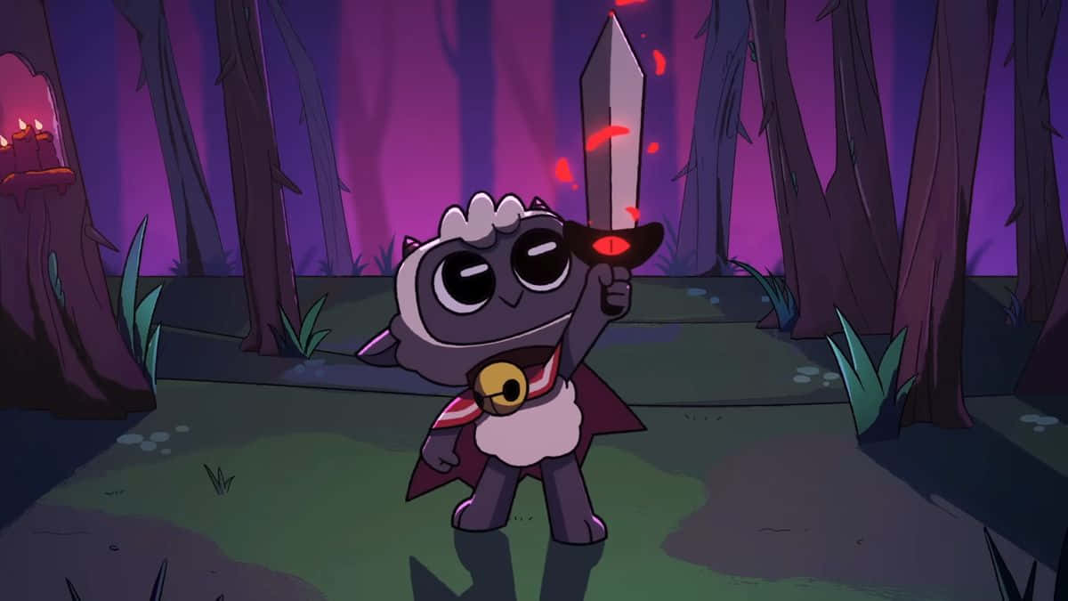 Cult Of The Lamb, sheep warrior, purple forest, SD Desktop Wallpaper