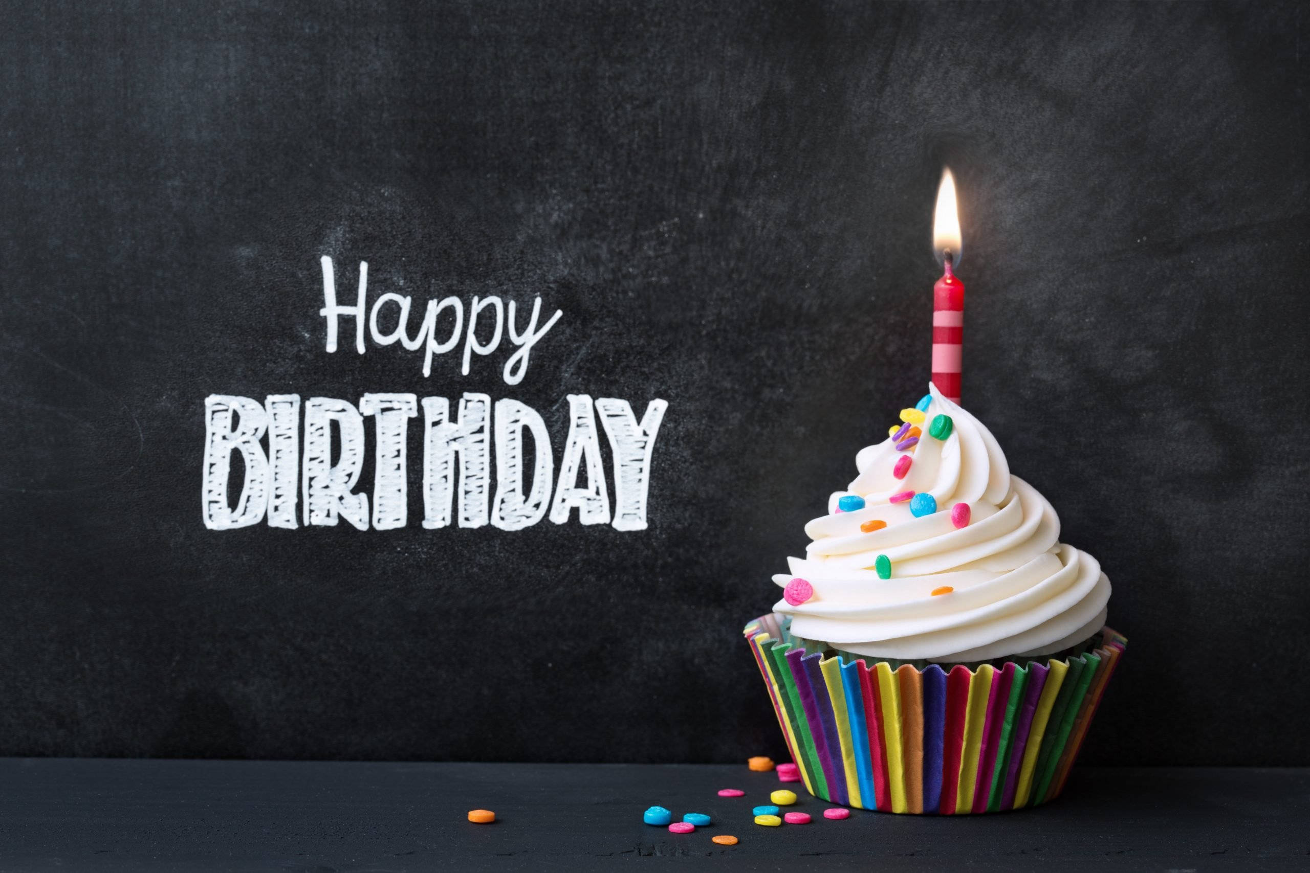 Happy Birthday, chalk, darkboard, 2K Desktop Wallpaper
