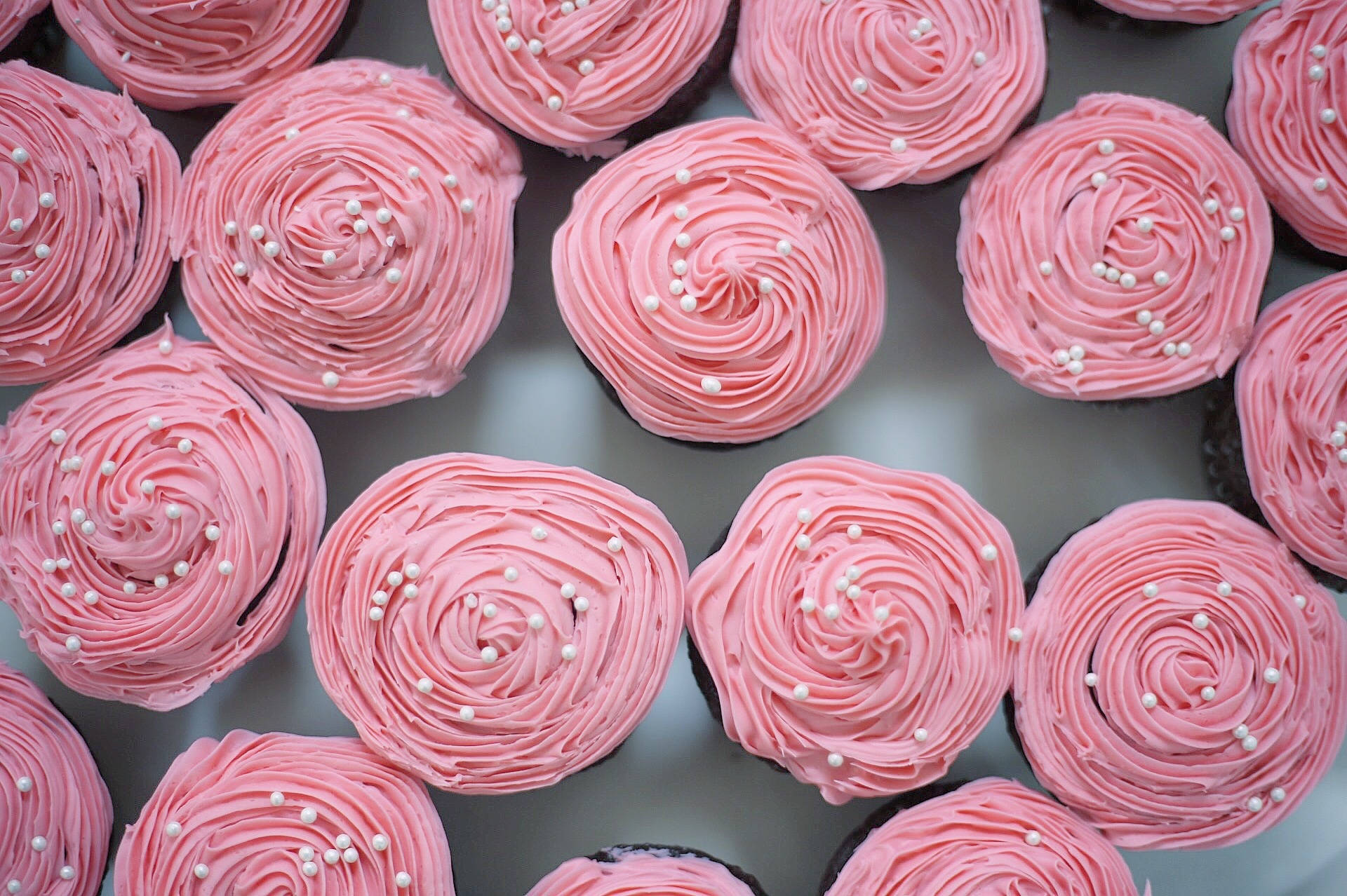 pink frosting, white pearl sprinkles, tray, Full HD Desktop Wallpaper