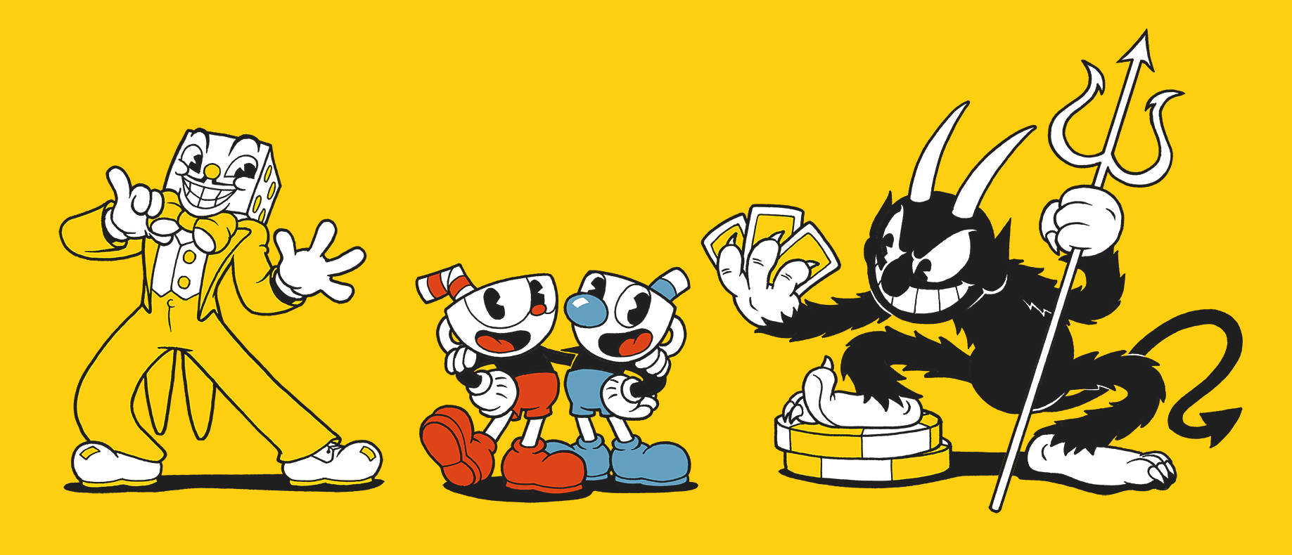 Cuphead, yellow, solid yellow background, HD Desktop Wallpaper