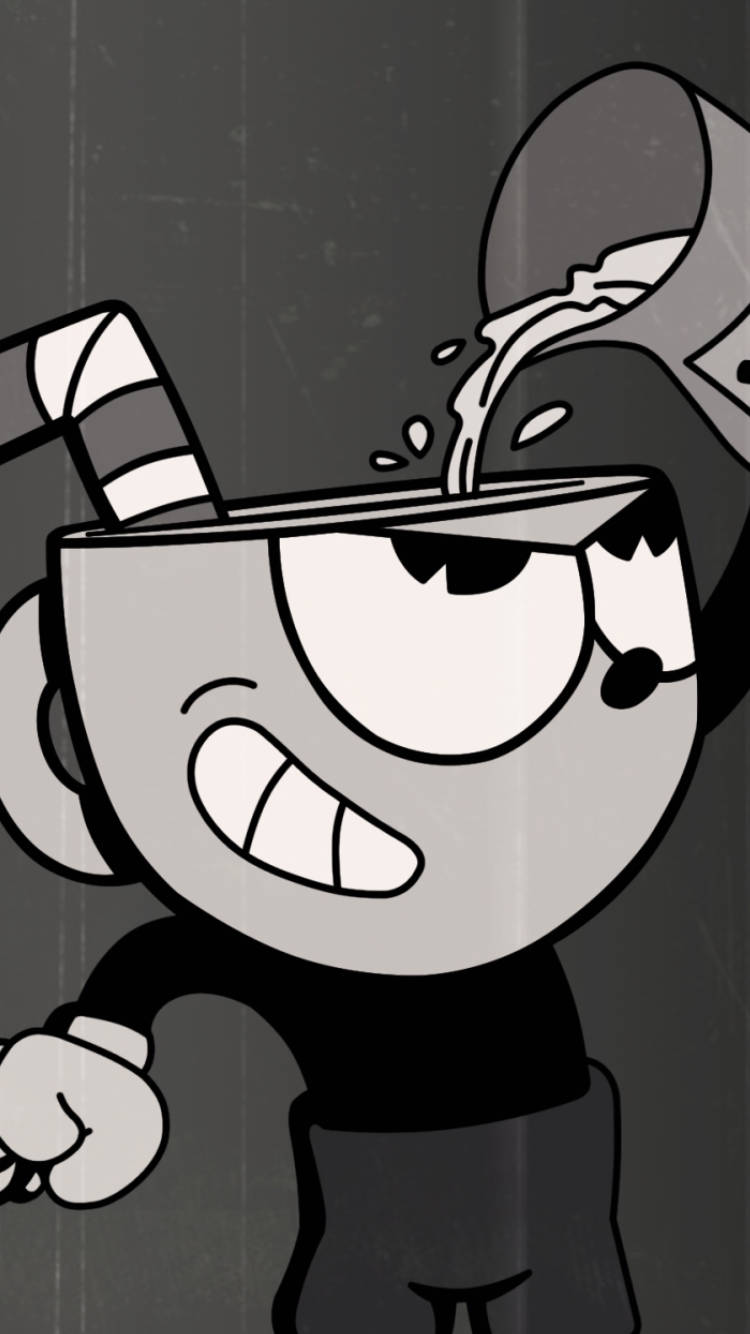 Cuphead, black and white, cup head, HD Phone Wallpaper