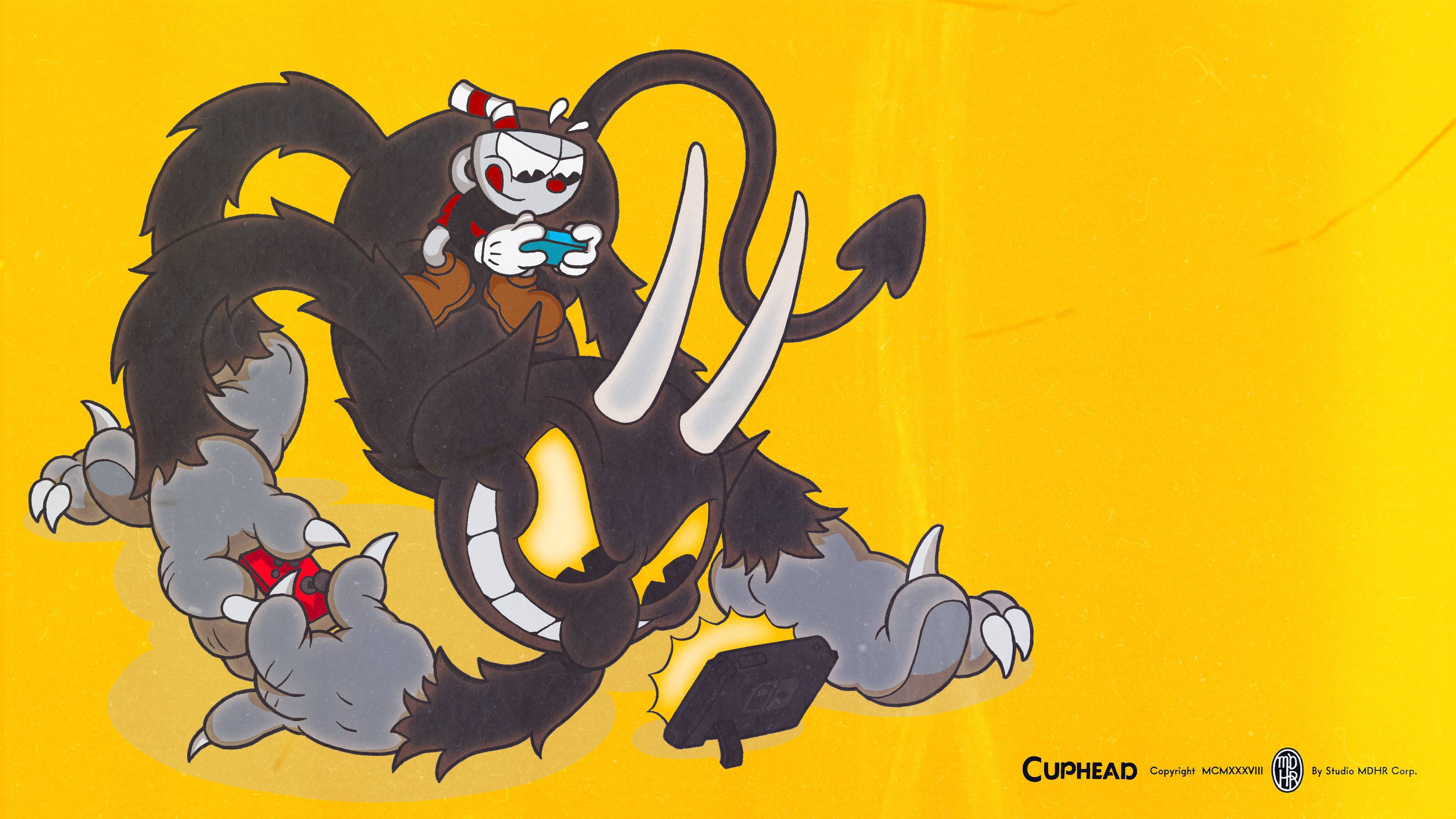Cuphead, the Devil, giant black boar-like monster, 4K Desktop Wallpaper