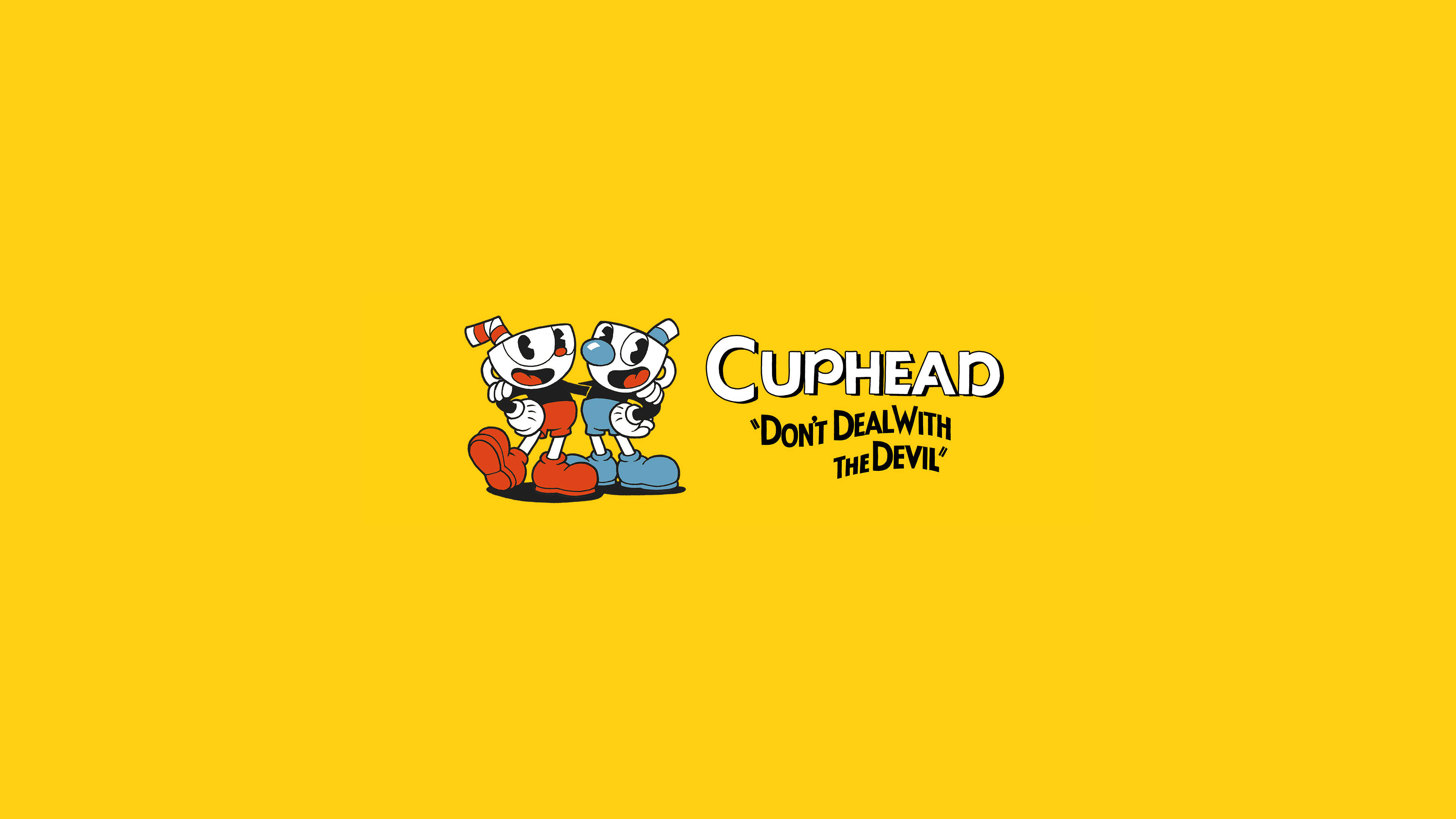 Cuphead, yellow, solid yellow background, 4K Desktop Wallpaper