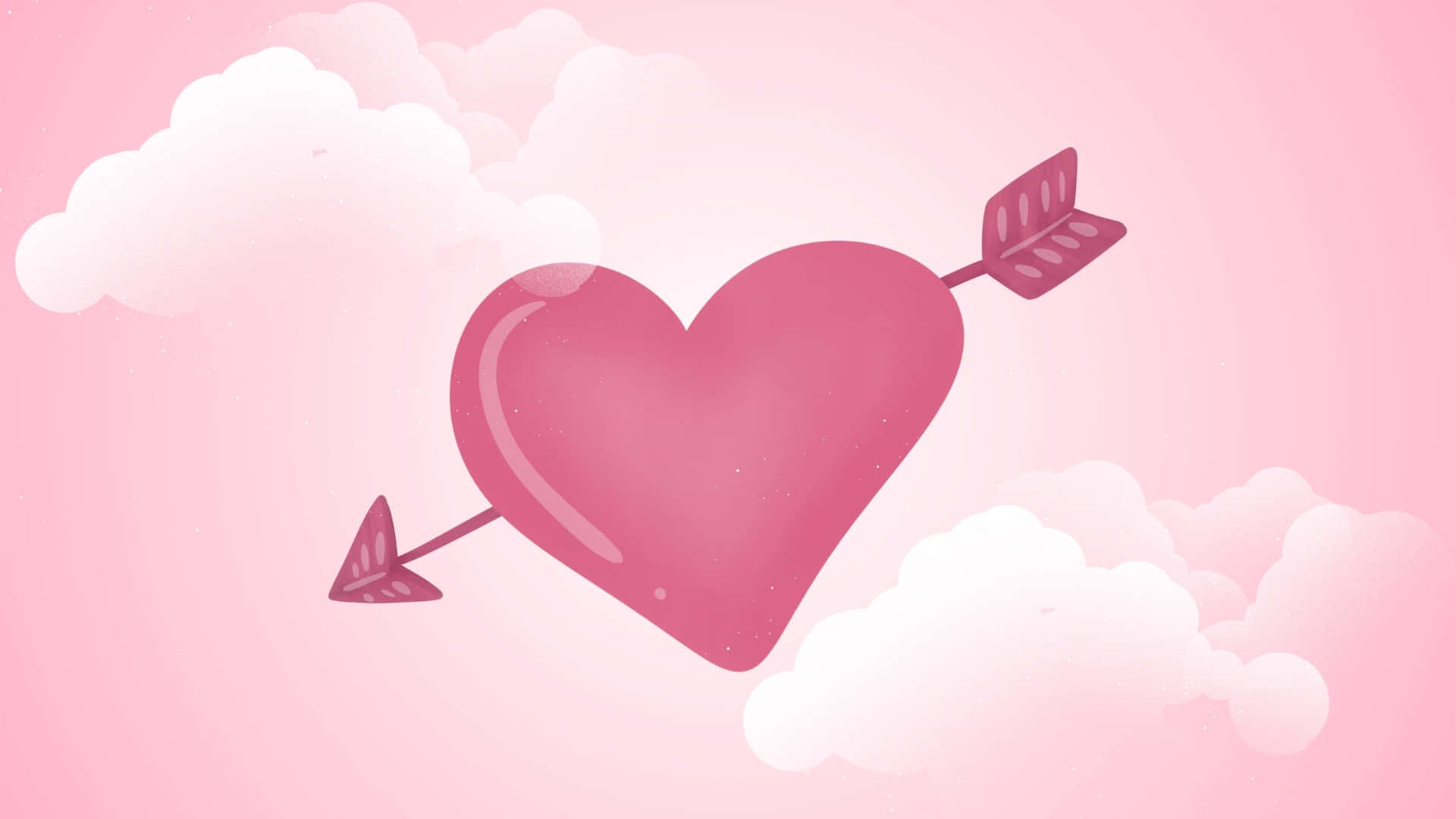 Cupid Arrow, piercing heart, glossy pink heart, Full HD Desktop Wallpaper