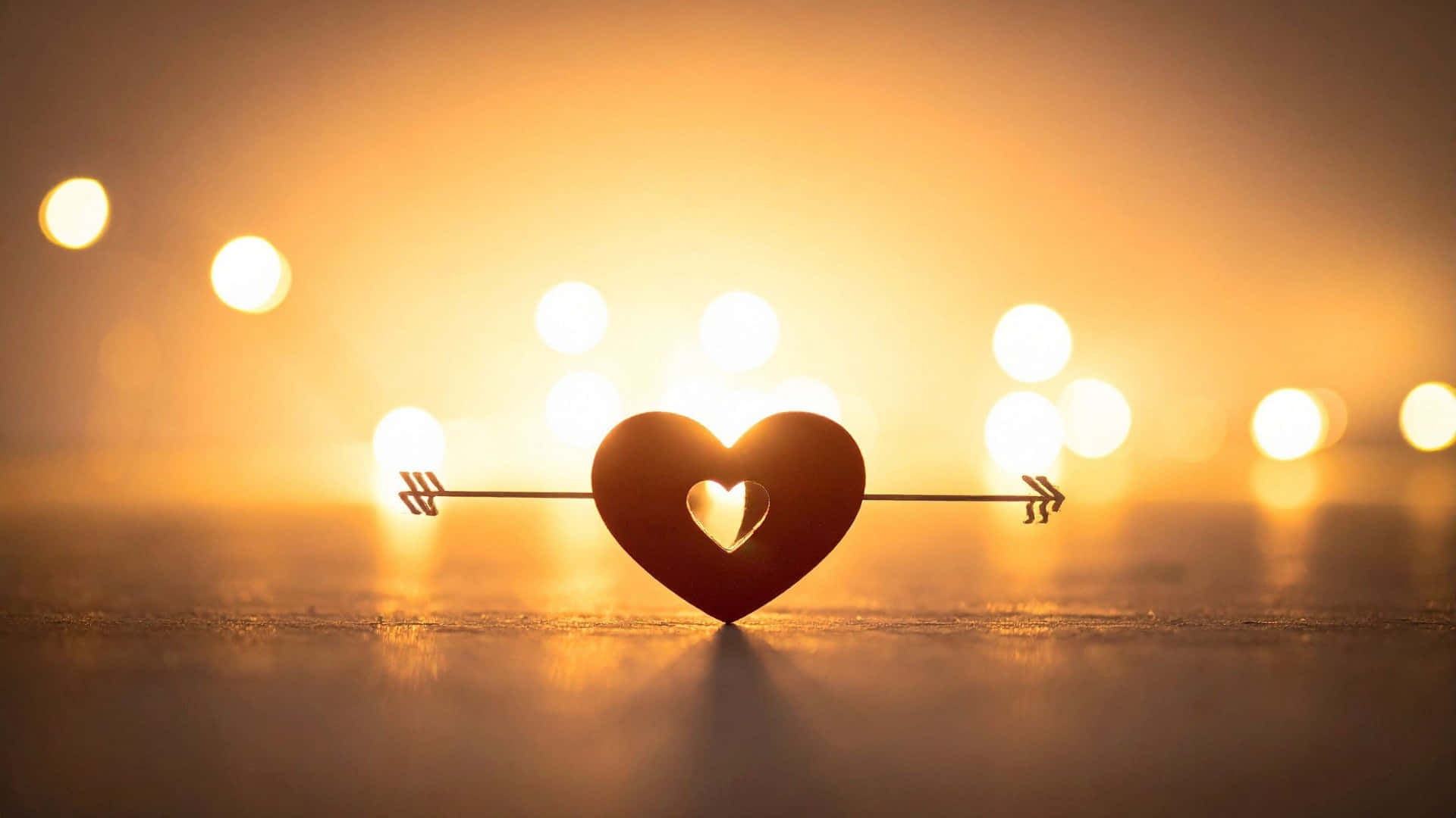 Cupid Arrow, heart, reflective surface, Full HD Desktop Wallpaper