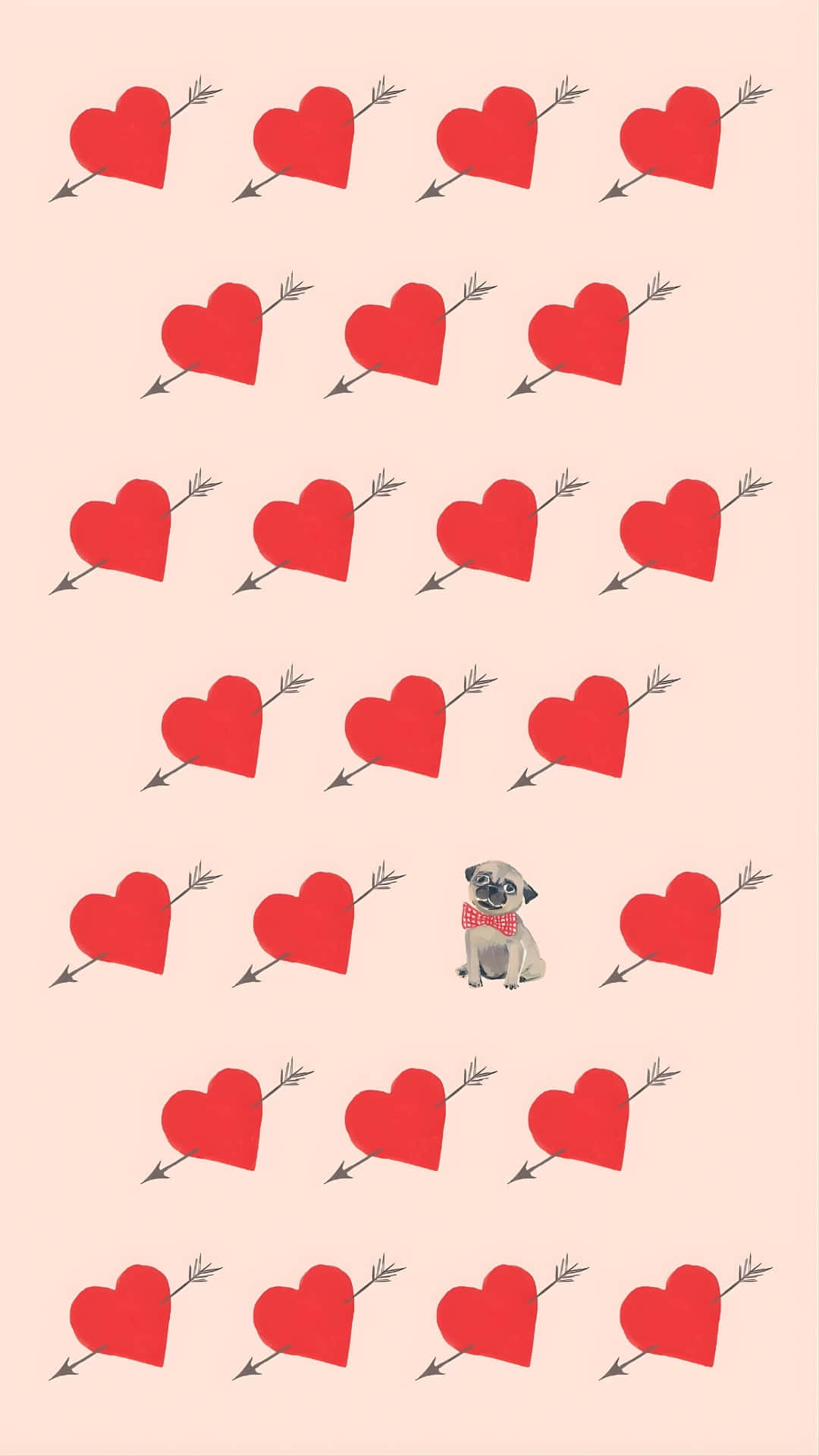 Cupid Arrow, heart pattern, red bowtie, Full HD Phone Wallpaper