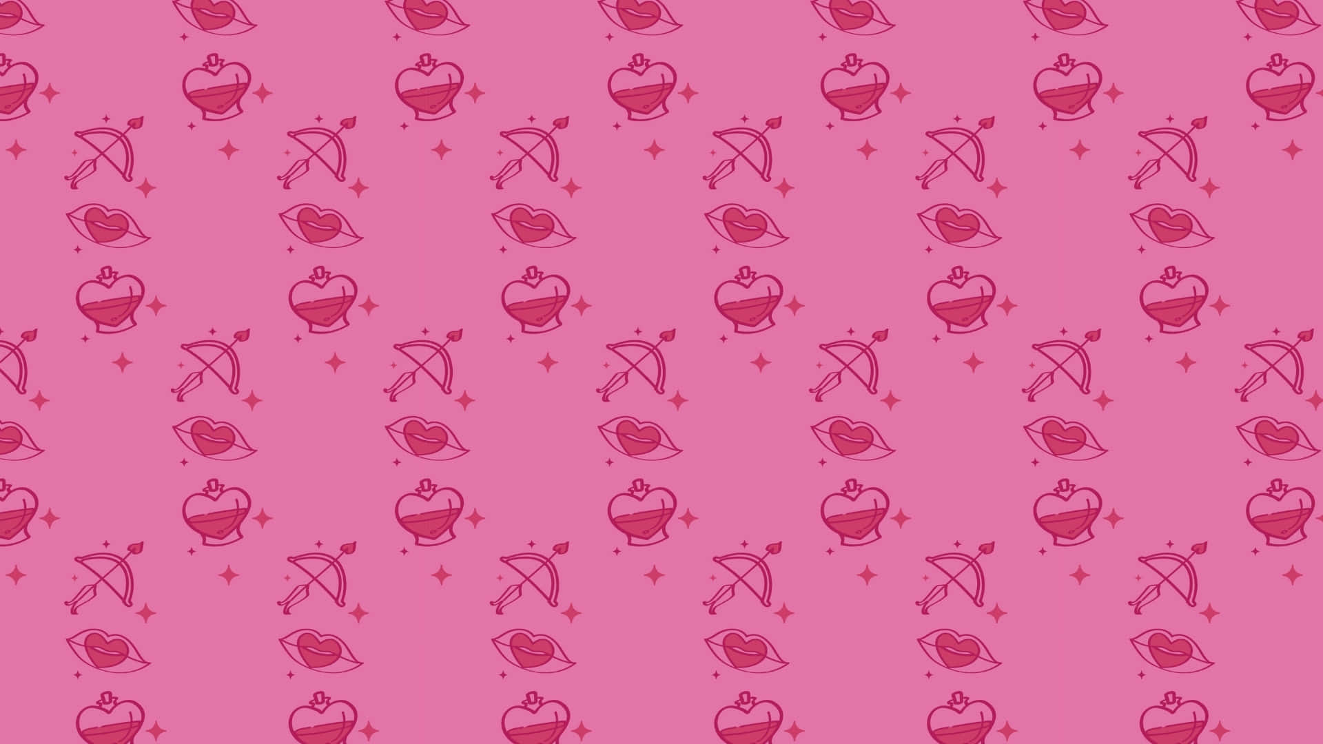 Cupid Arrow Pattern, pink outlined hearts, arrows, Full HD Desktop Wallpaper